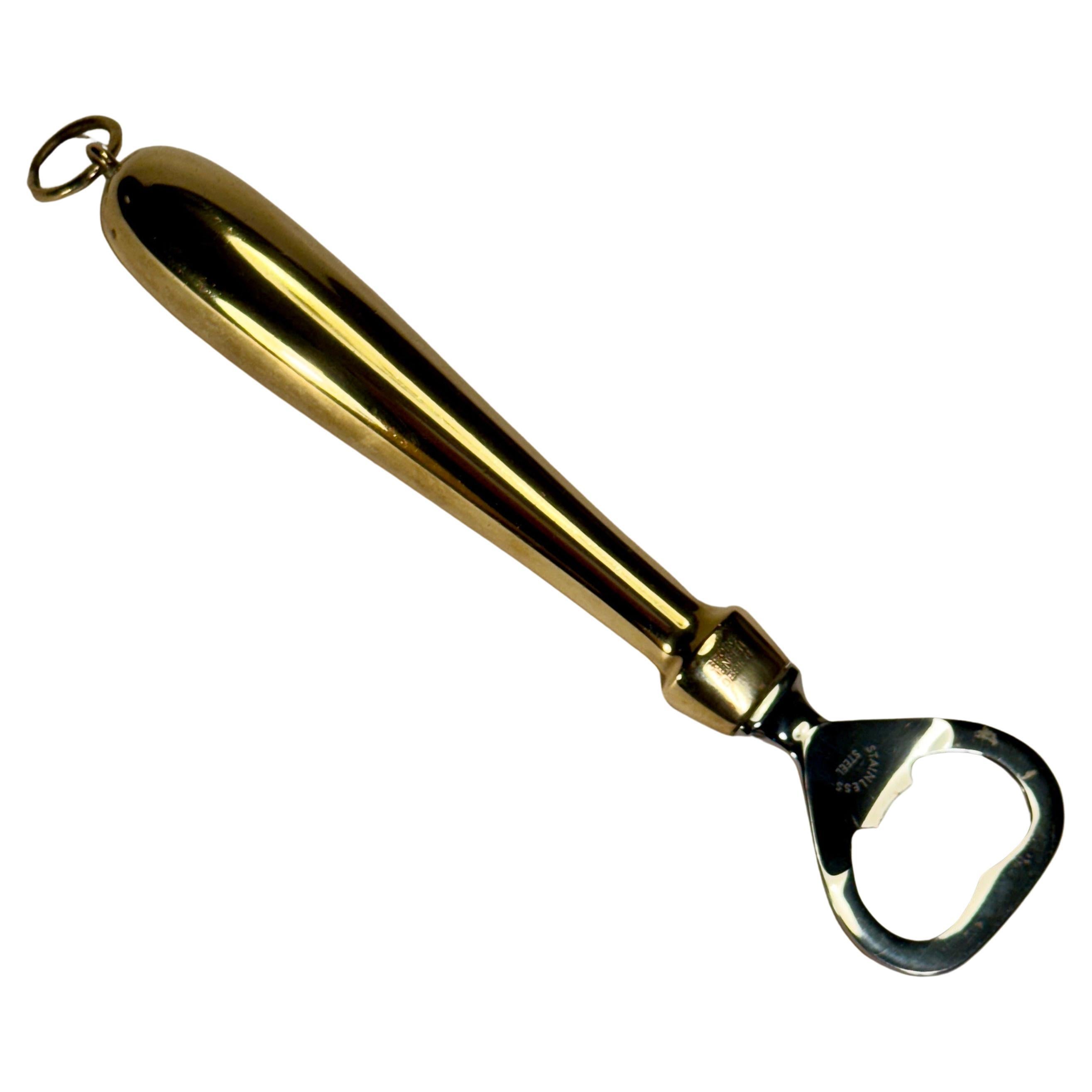 Brass and Stainless Steel Bottle Opener by Henning Koppel for George Jensen  In Good Condition For Sale In Haddonfield, NJ