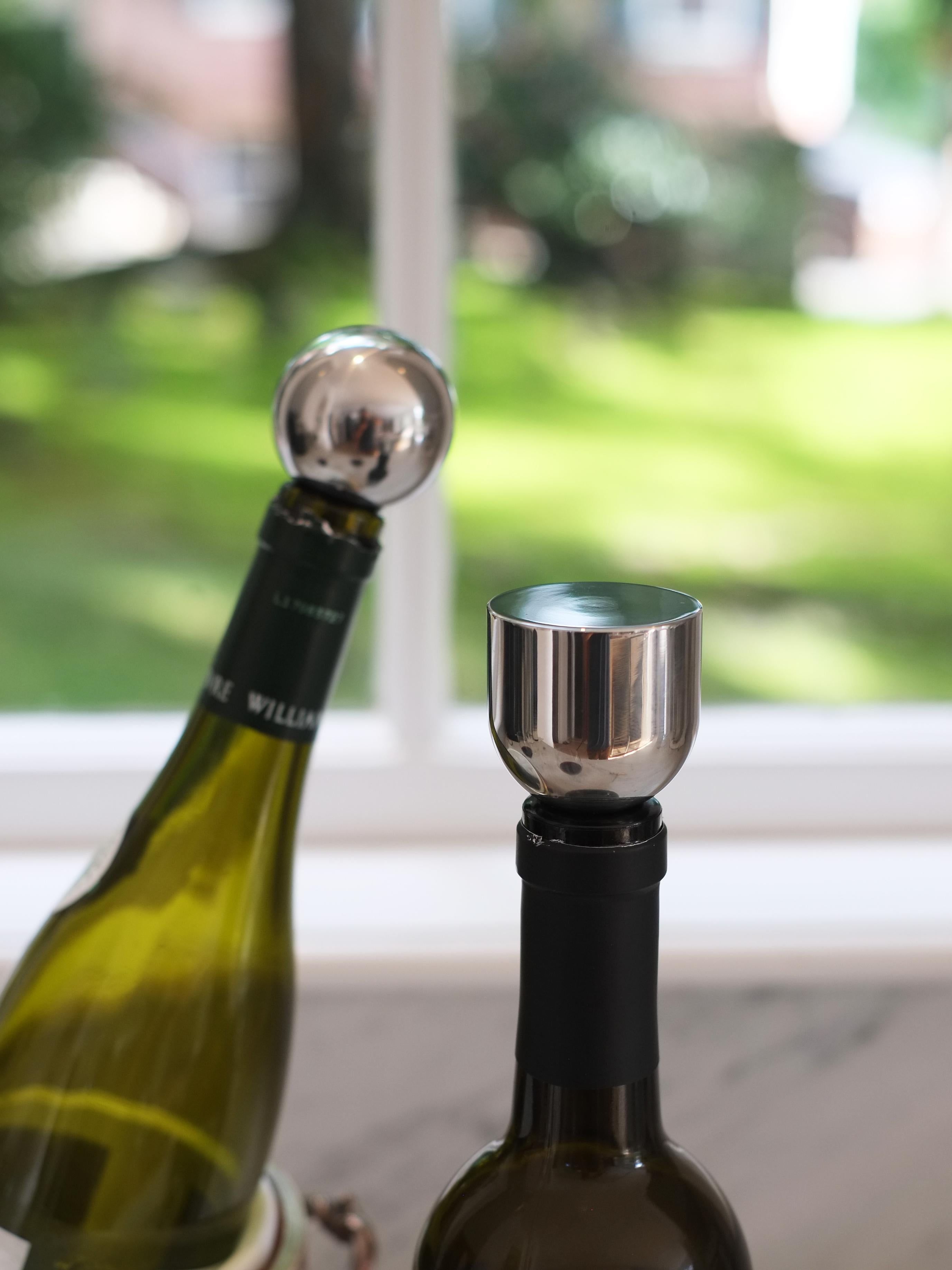 American Contemporary Brass and Steel Mass Wine Stoppers by Fort Standard, in Stock