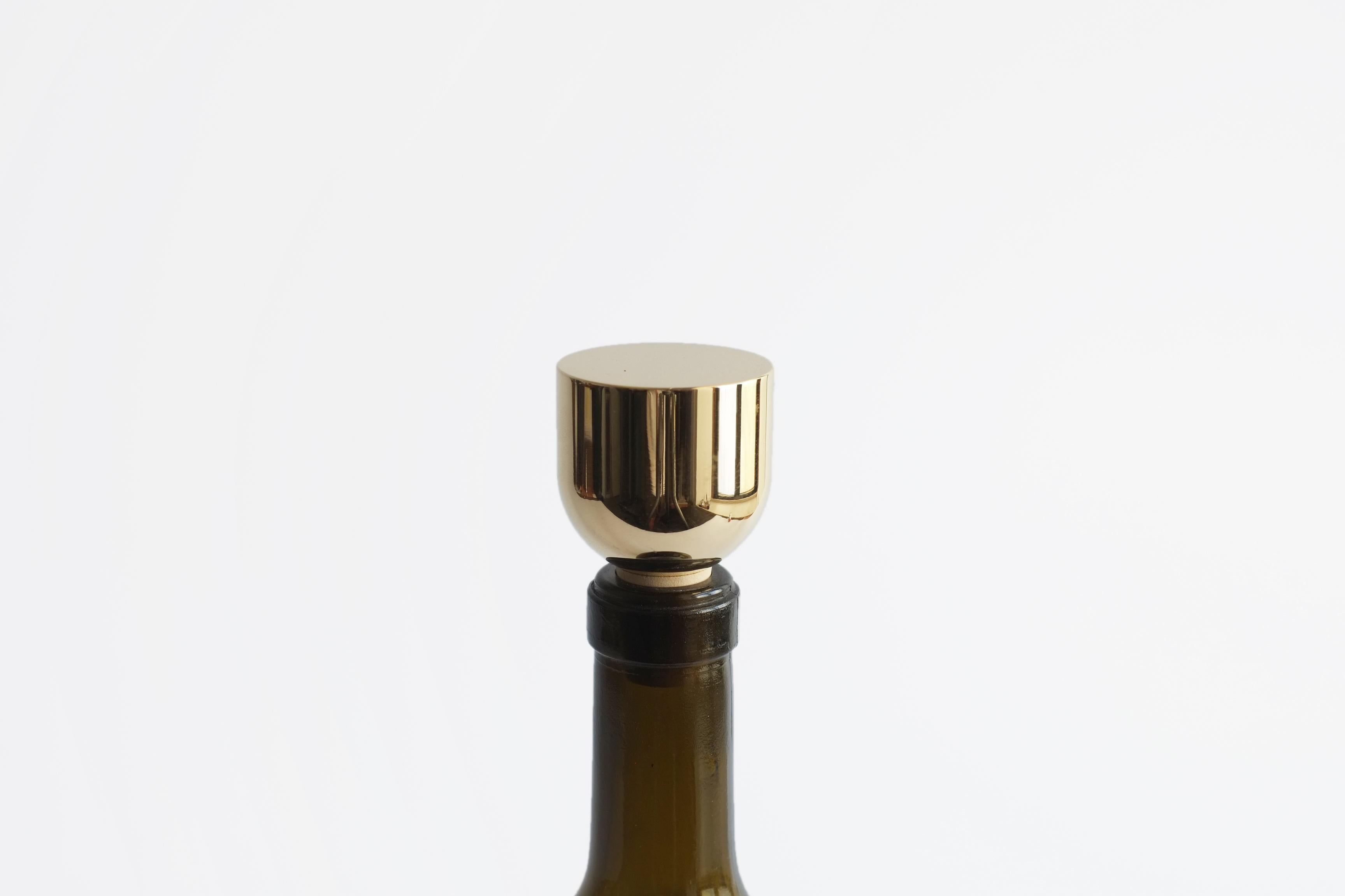 Contemporary Brass and Steel Mass Wine Stoppers by Fort Standard, in Stock 3
