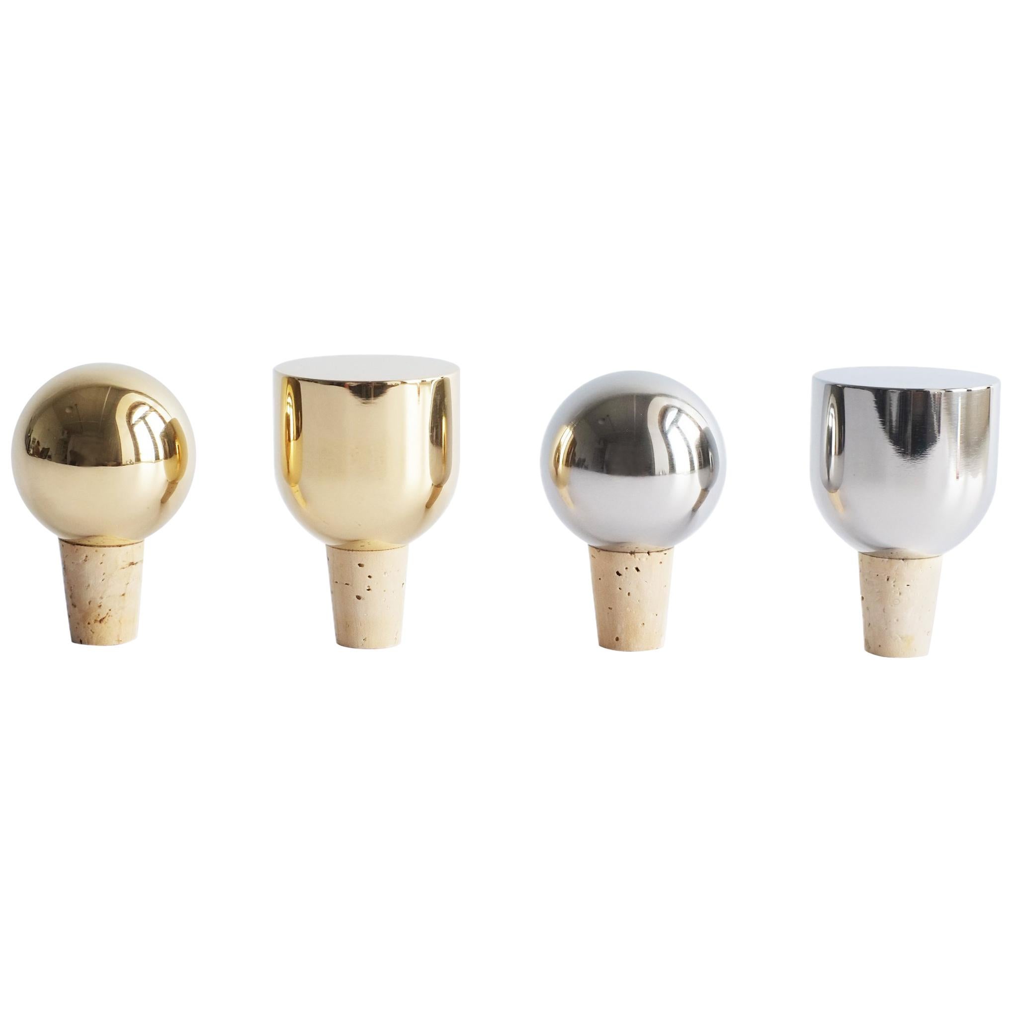 Contemporary Brass and Steel Mass Wine Stoppers by Fort Standard, in Stock