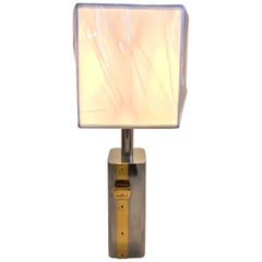 Vintage Brass and Steel Belt Buckle Style Italian Table Lamp