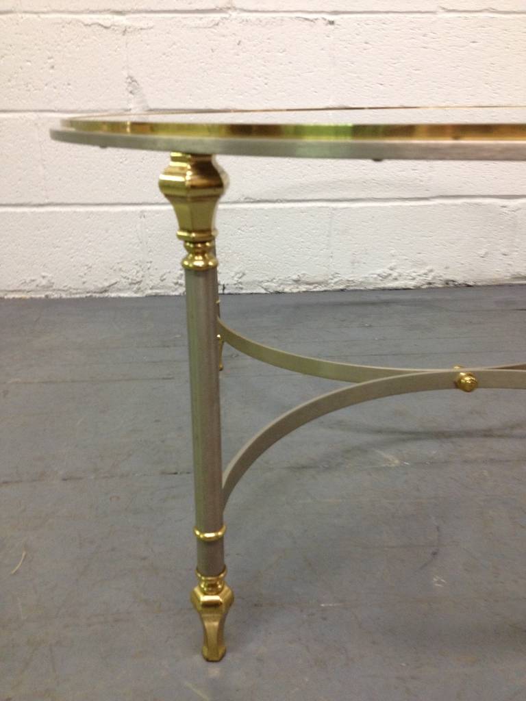 Directoire Brass and Steel Coffee Table in Maison Jansen Style