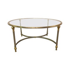 Brass and Steel Coffee Table in Maison Jansen Style