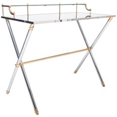 Brass and Steel Desk 1970s by Maison Jansen