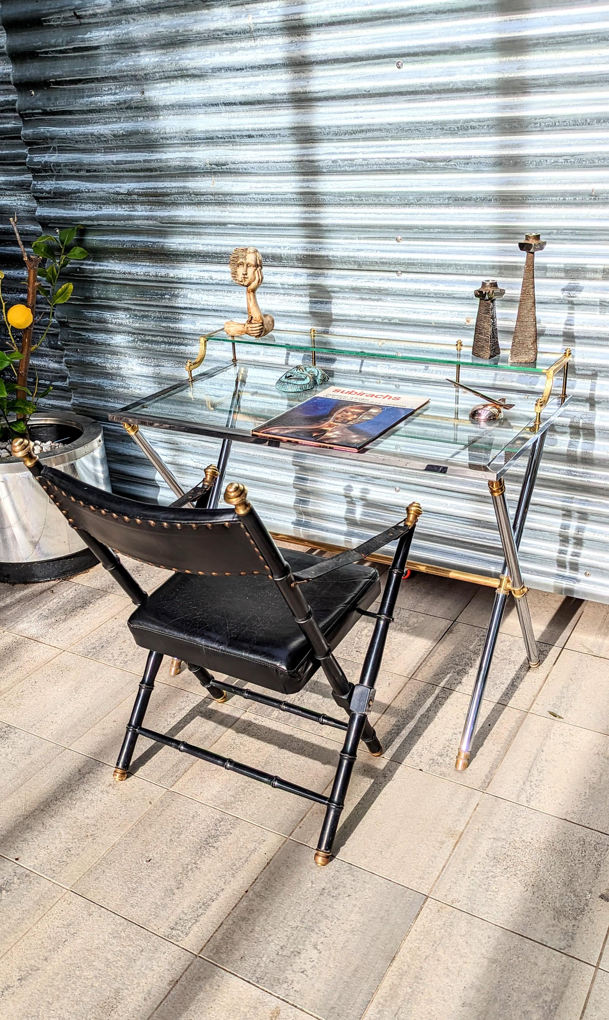 Bureau en laiton et acier de la Maison Jansen, France, années 1960 en vente 6