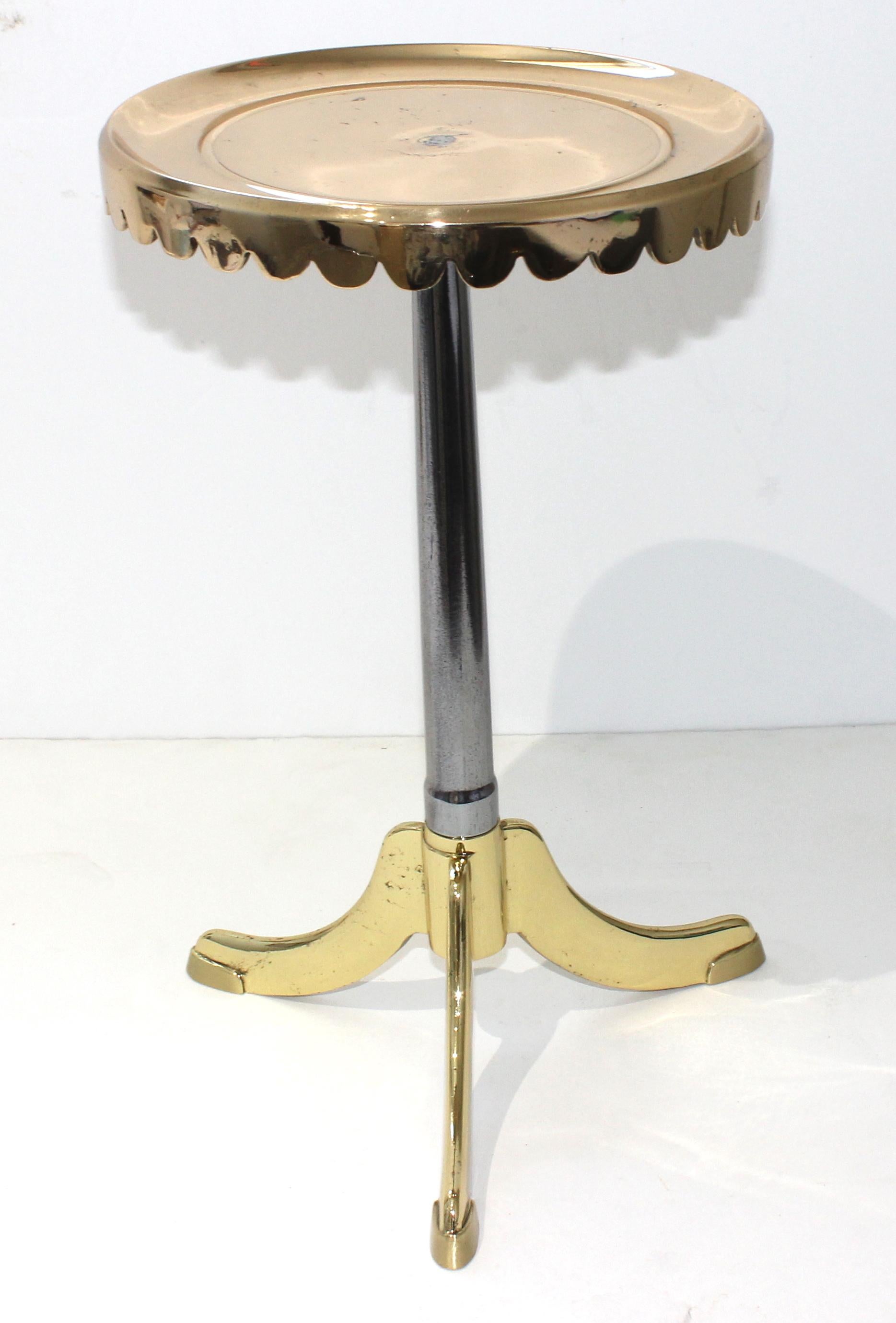 This Italian artisan side table dates to the 18th century, and is fabricated in hand-forged brass and steel.

Note: The piece has been professionally polished and lacquered (thus no tarnishing).

Note: The piece has polished and satin
