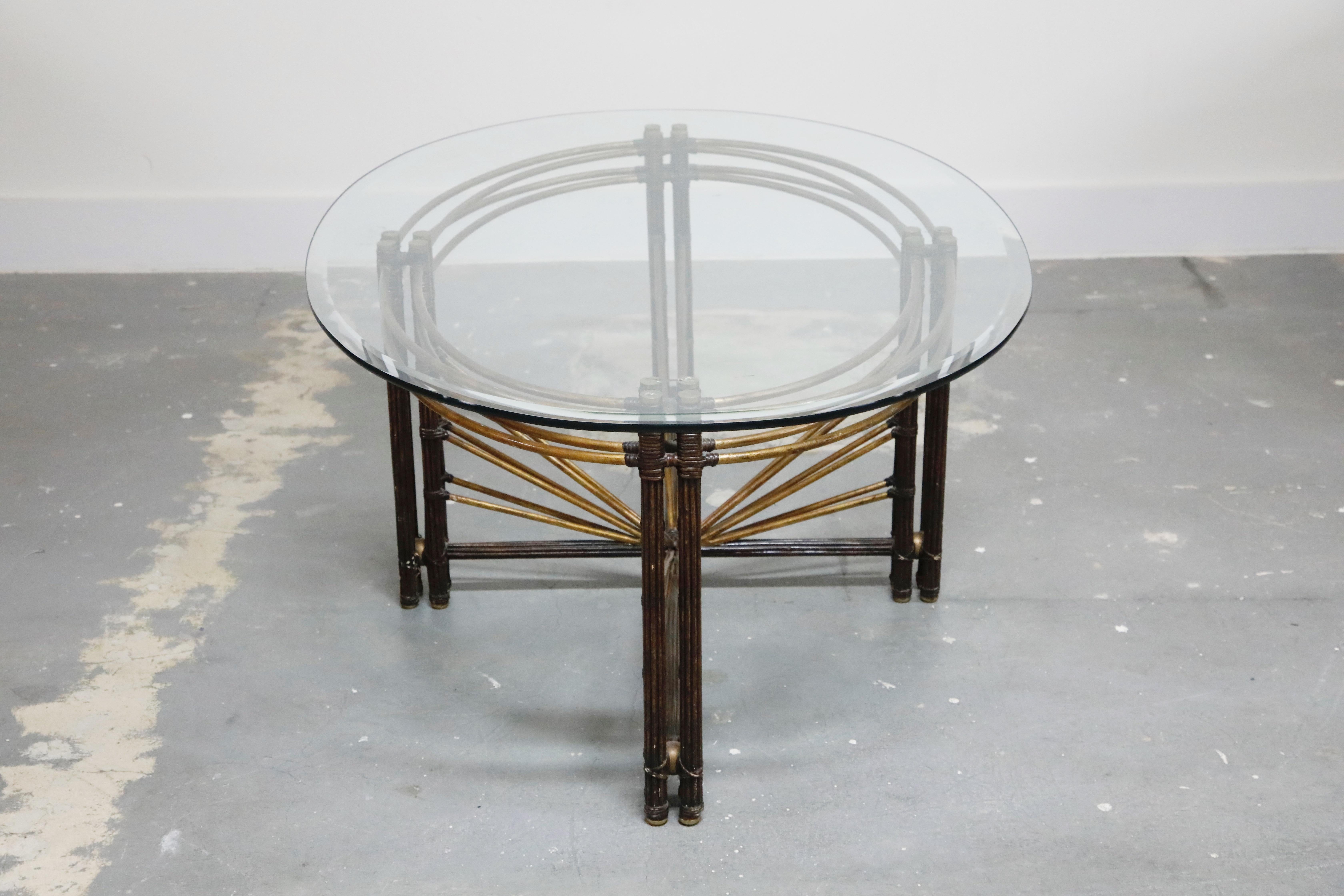 Brass and Steel Faux Bamboo Neoclassical Styled Coffee Table Manner of Jansen In Good Condition In Los Angeles, CA