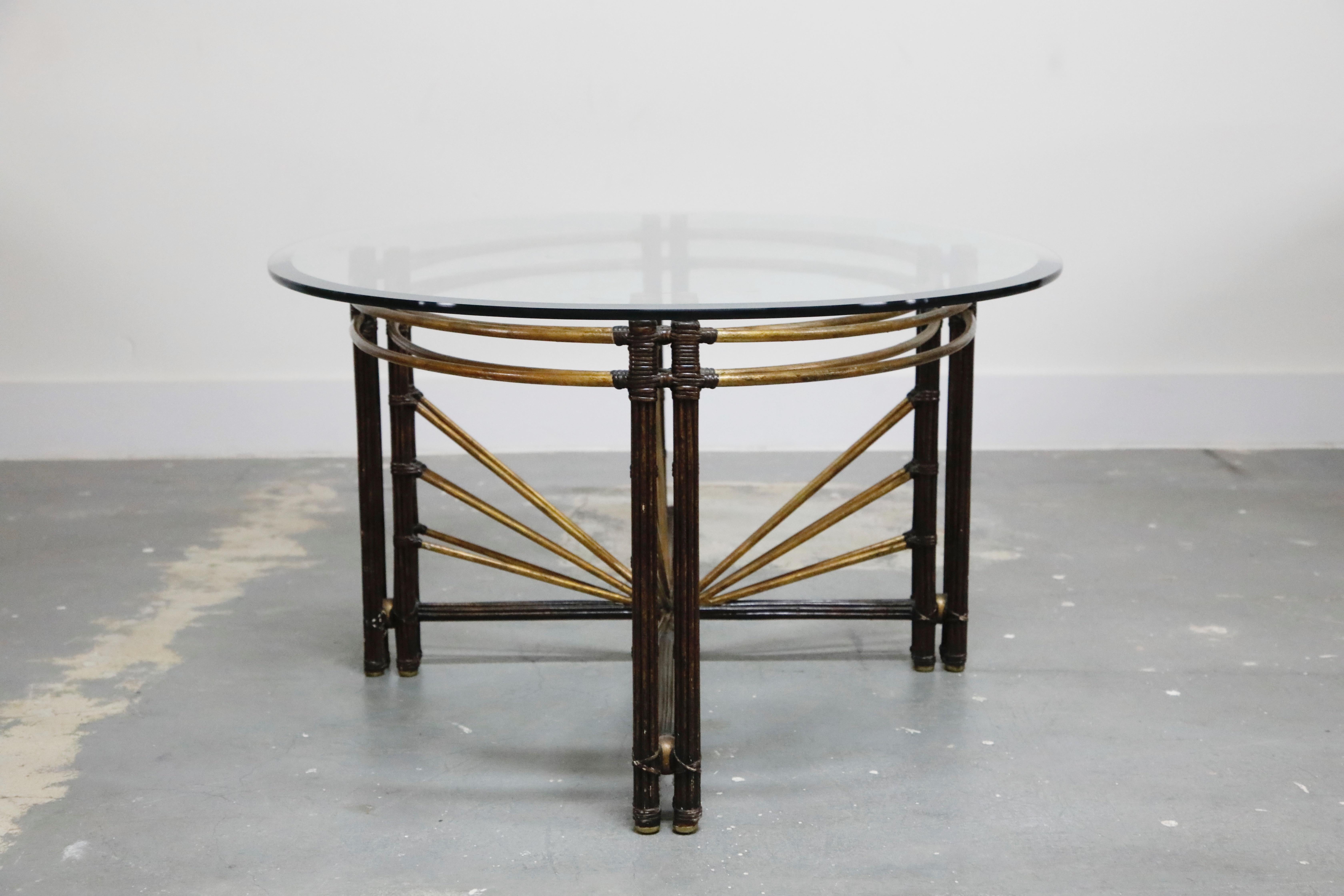 Late 20th Century Brass and Steel Faux Bamboo Neoclassical Styled Coffee Table Manner of Jansen