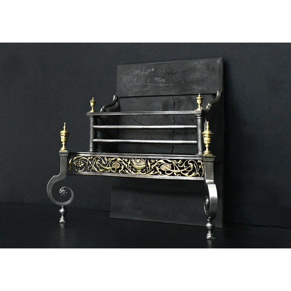 Brass and Steel Firegrate in The Georgian Style, 19th Century In Good Condition For Sale In London, GB