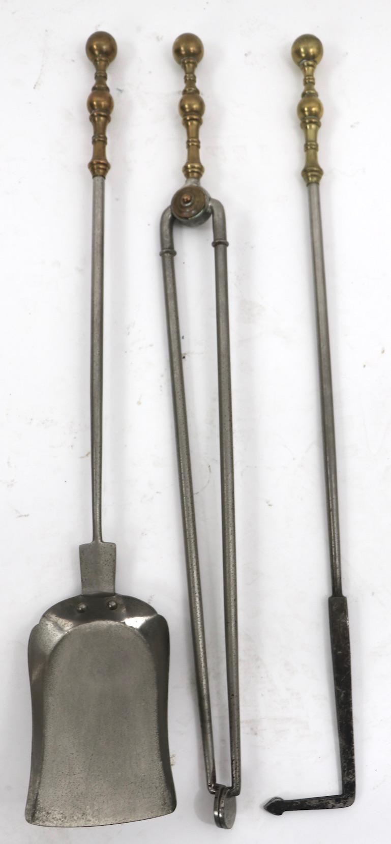 Brass and Steel Fireplace Tool Set 3