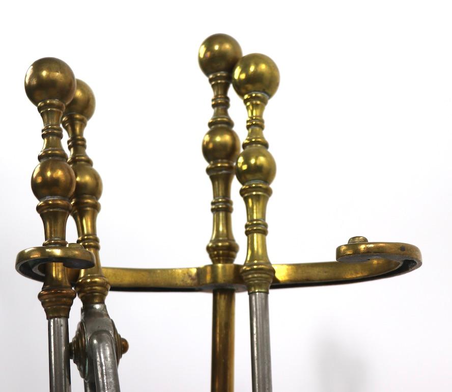 19th Century Brass and Steel Fireplace Tool Set
