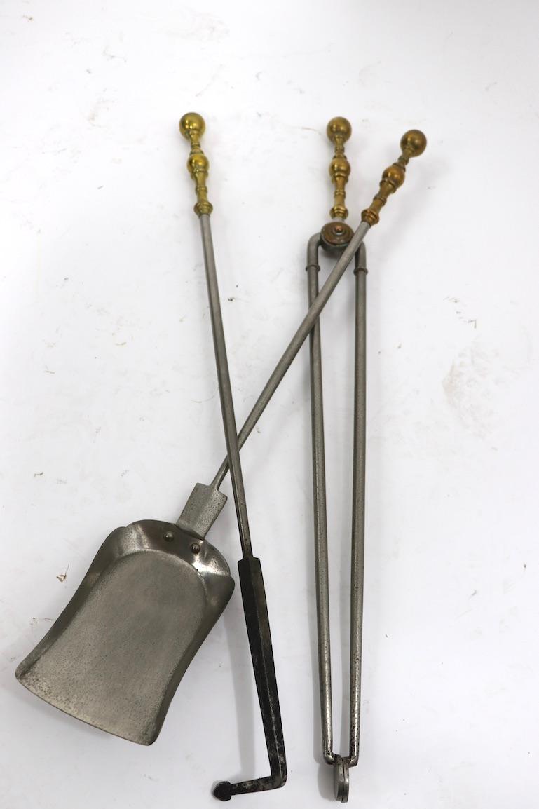 Brass and Steel Fireplace Tool Set 2