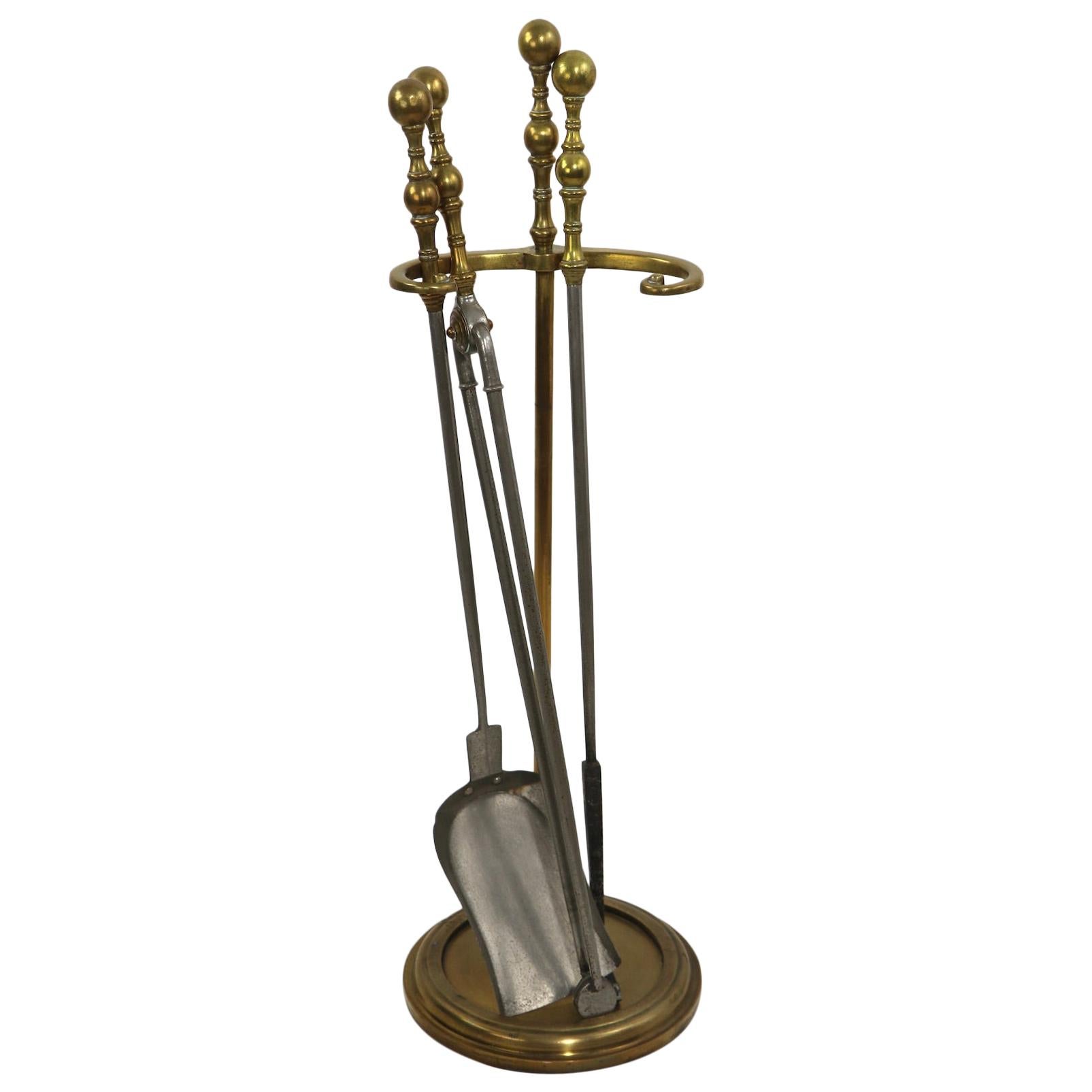 Brass and Steel Fireplace Tool Set