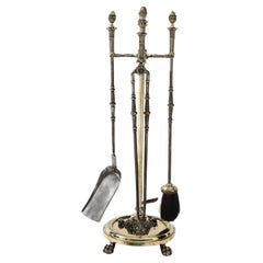 Brass and Steel Firetools in Brass Stand