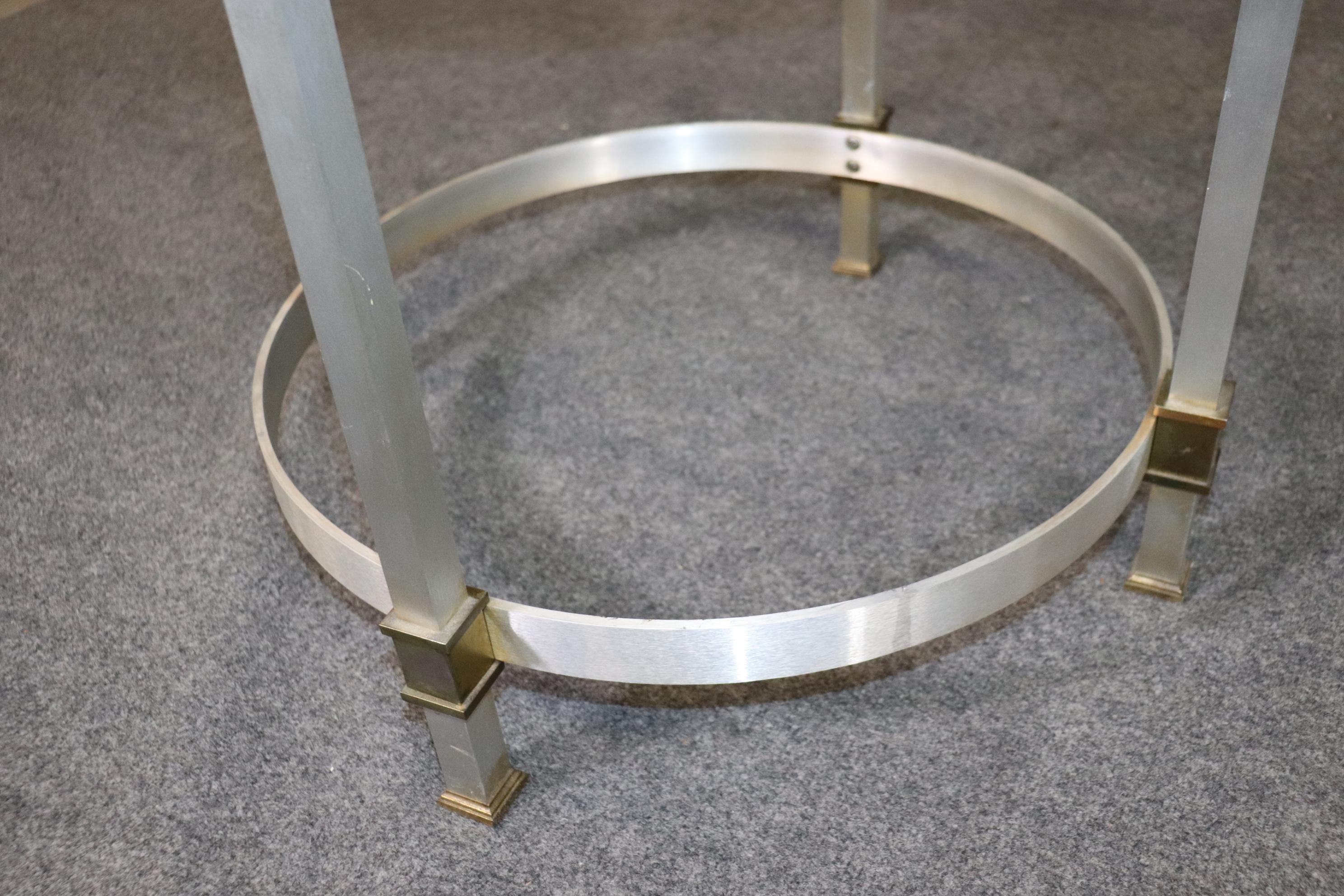 Brass and Steel Glass Top Maison Jansen Style Directoire End Table, circa 1960 For Sale 3