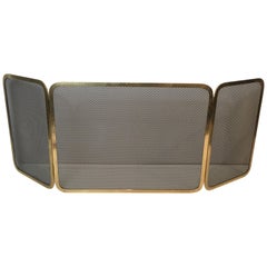 Vintage Brass and Steel Grilling Fire Place Screen, French, circa 1970