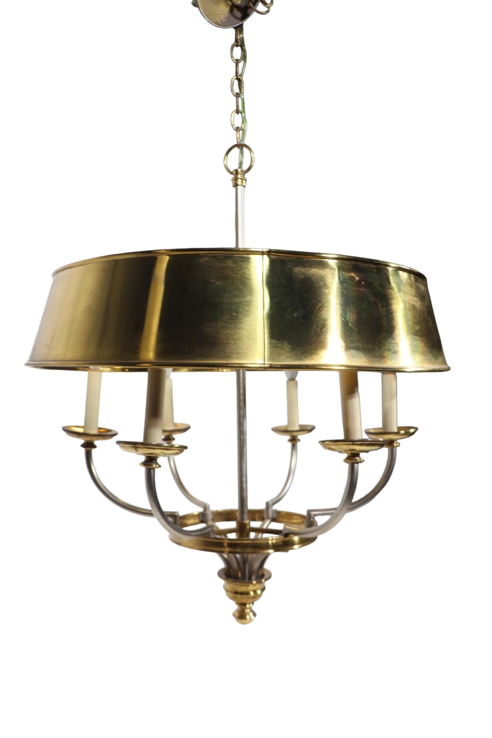 Brass and Steel Hollywood Regency Bouillette  Style Chandelier att. to Chapman 7