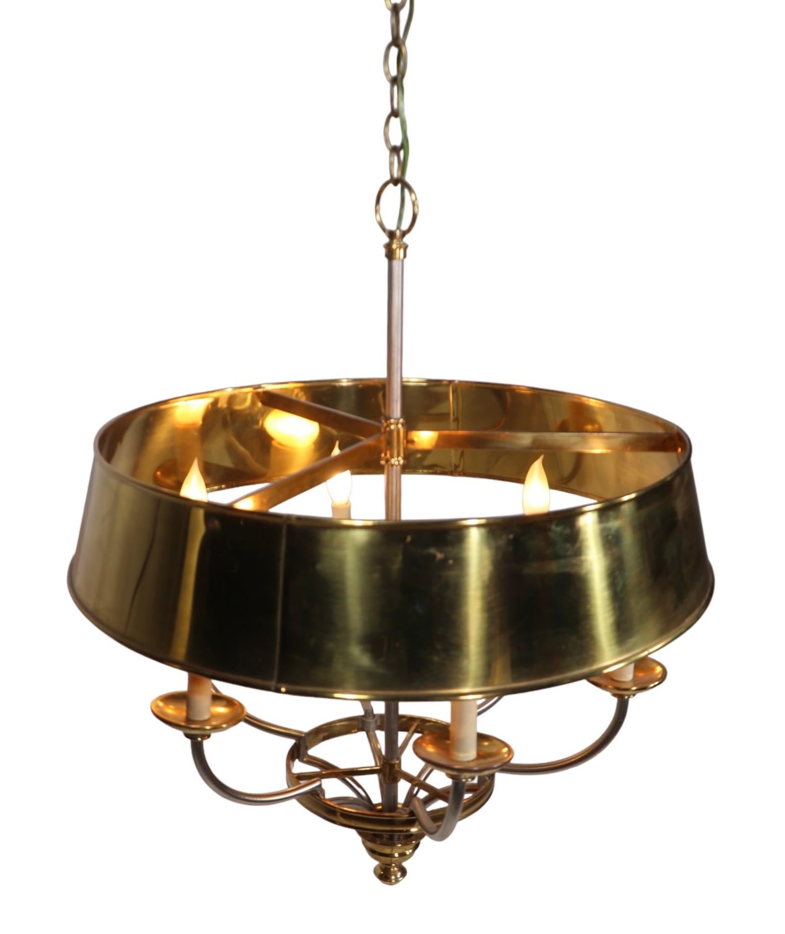 Brass and Steel Hollywood Regency Bouillette  Style Chandelier att. to Chapman 8