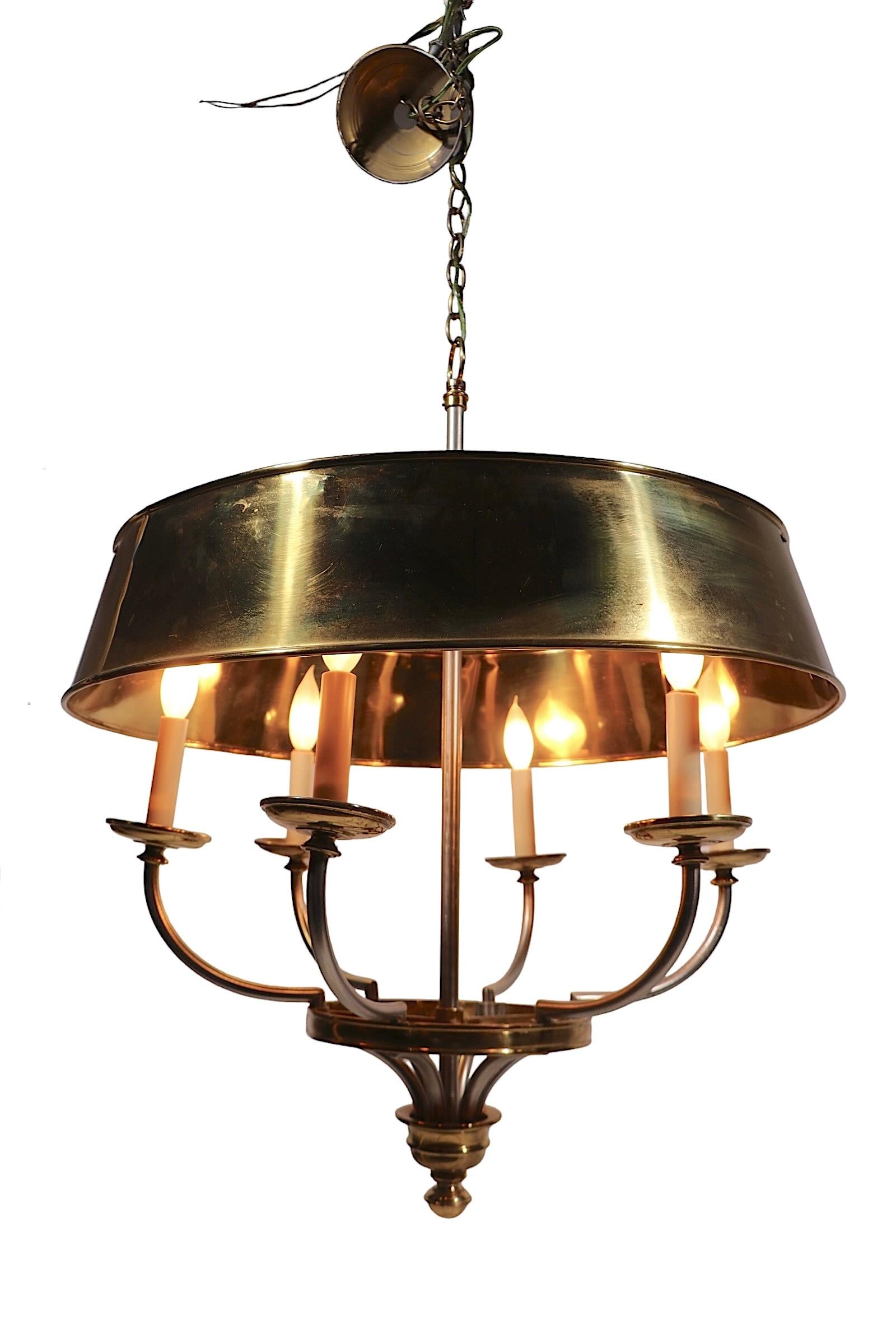Brass and Steel Hollywood Regency Bouillette  Style Chandelier att. to Chapman 9