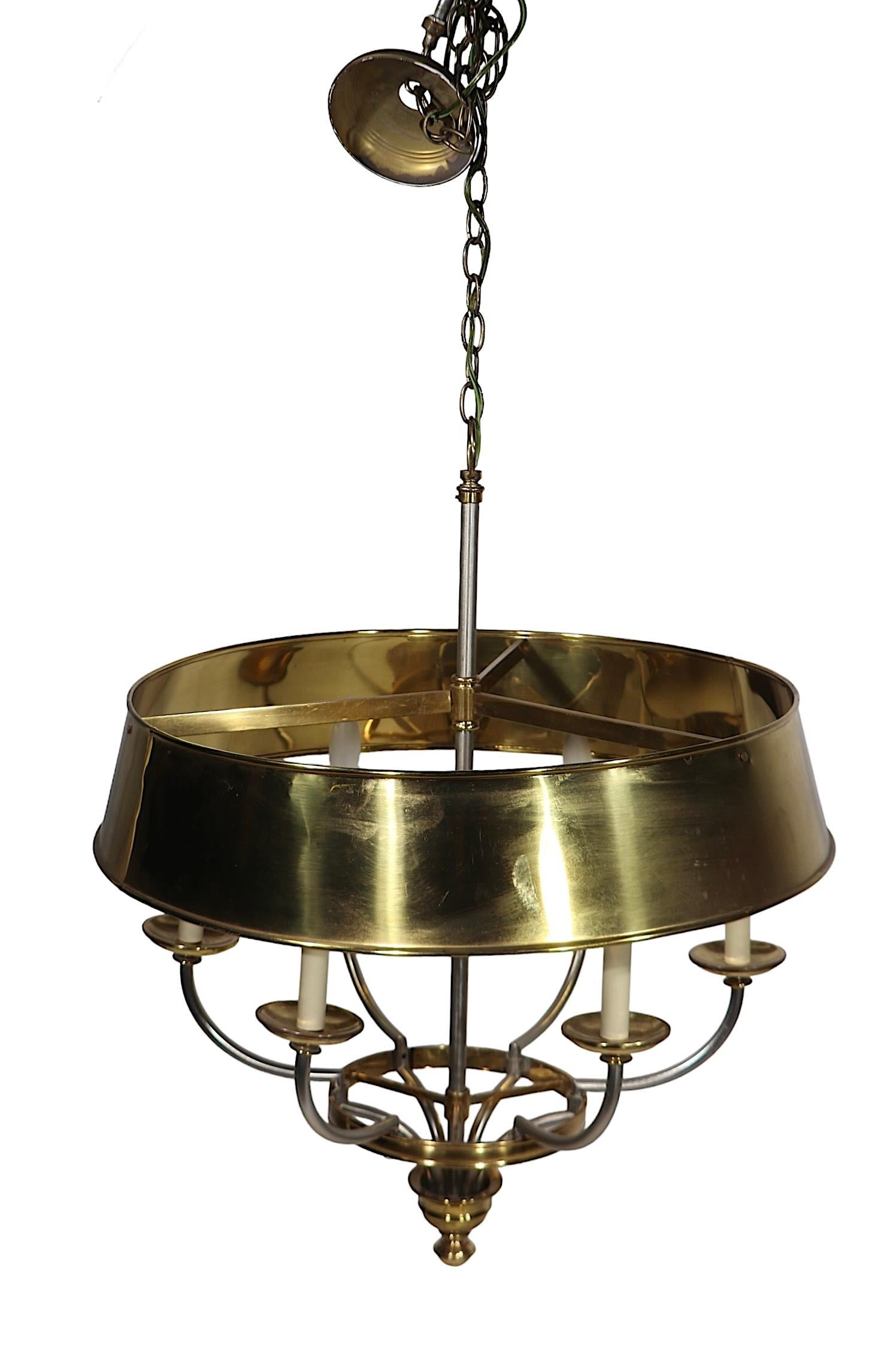 Brass and Steel Hollywood Regency Bouillette  Style Chandelier att. to Chapman 1