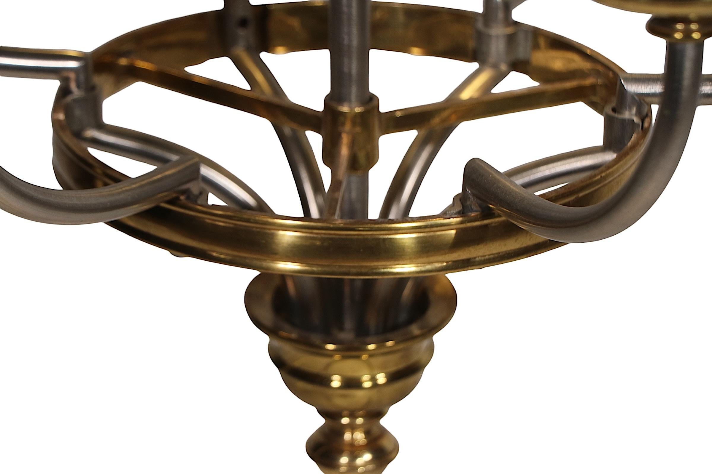 Brass and Steel Hollywood Regency Bouillette  Style Chandelier att. to Chapman 2