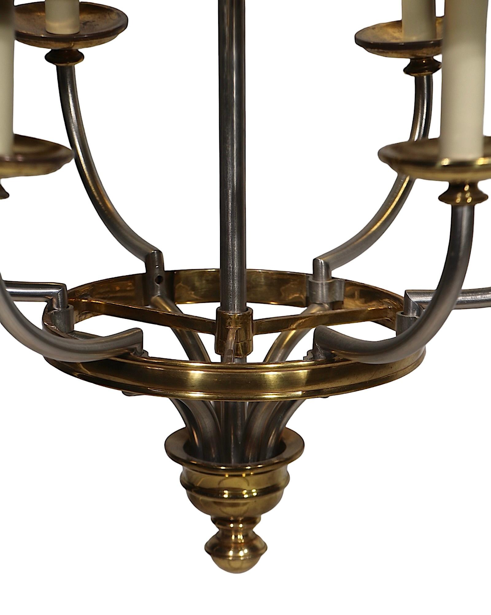 Brass and Steel Hollywood Regency Bouillette  Style Chandelier att. to Chapman 4