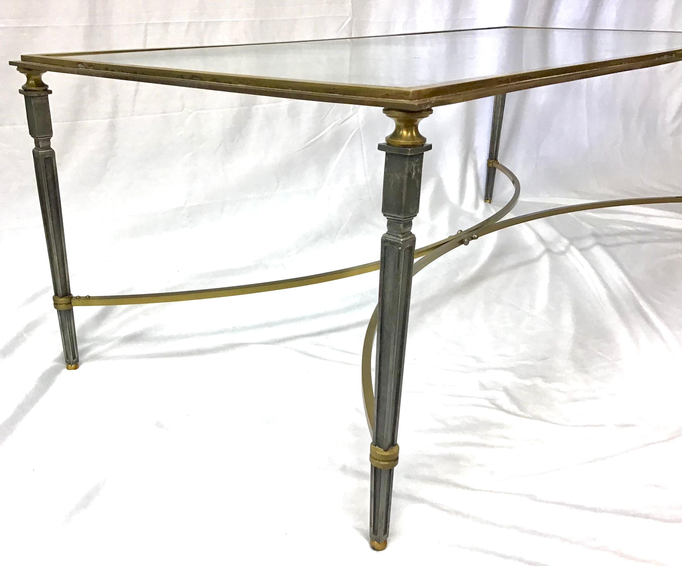 Brass and Steel Jansen Style Coffee Table 6