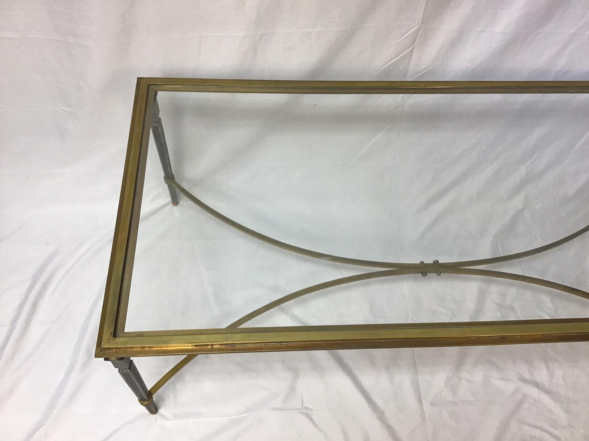 Brass and Steel Jansen Style Coffee Table 1