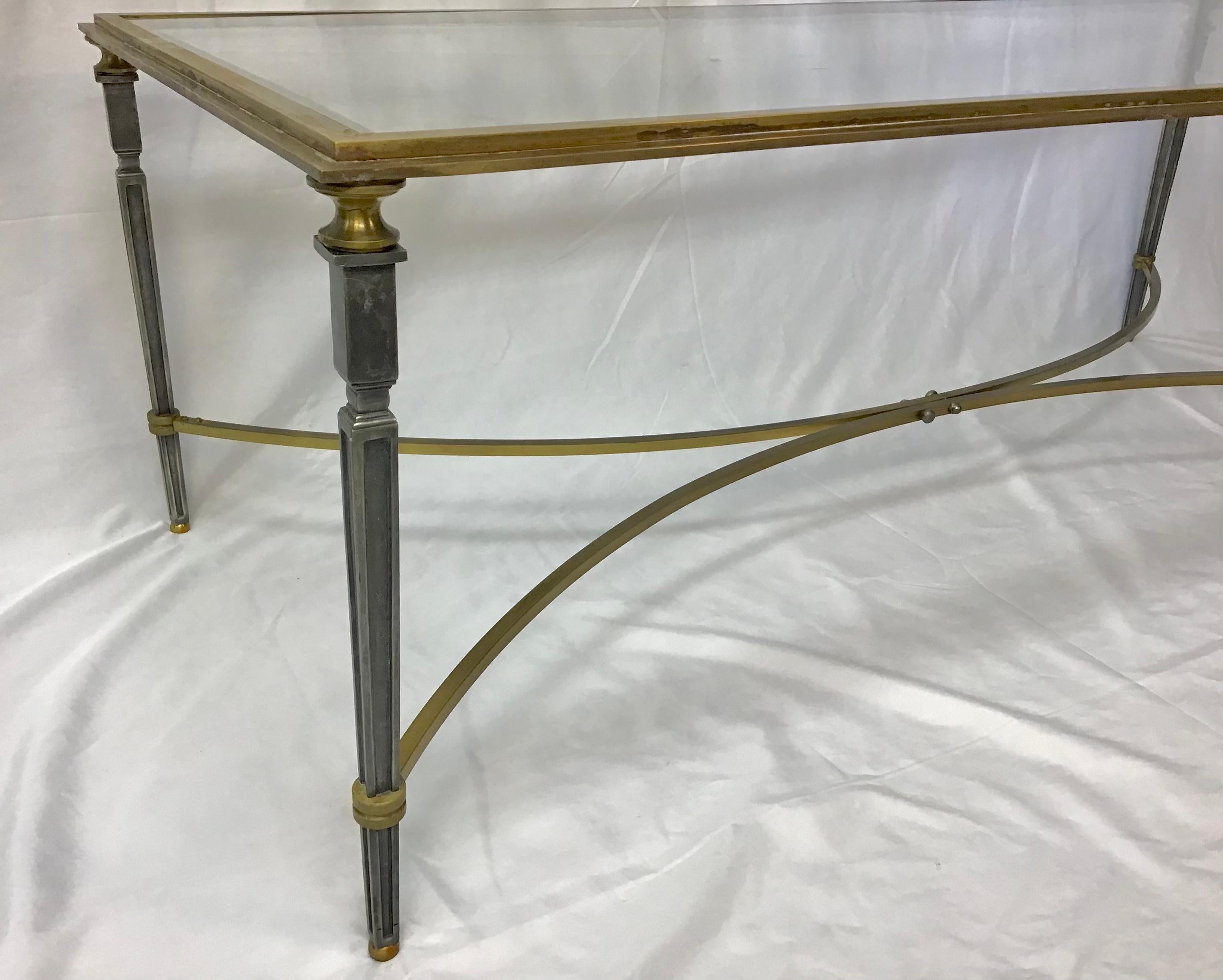 Brass and Steel Jansen Style Coffee Table 3