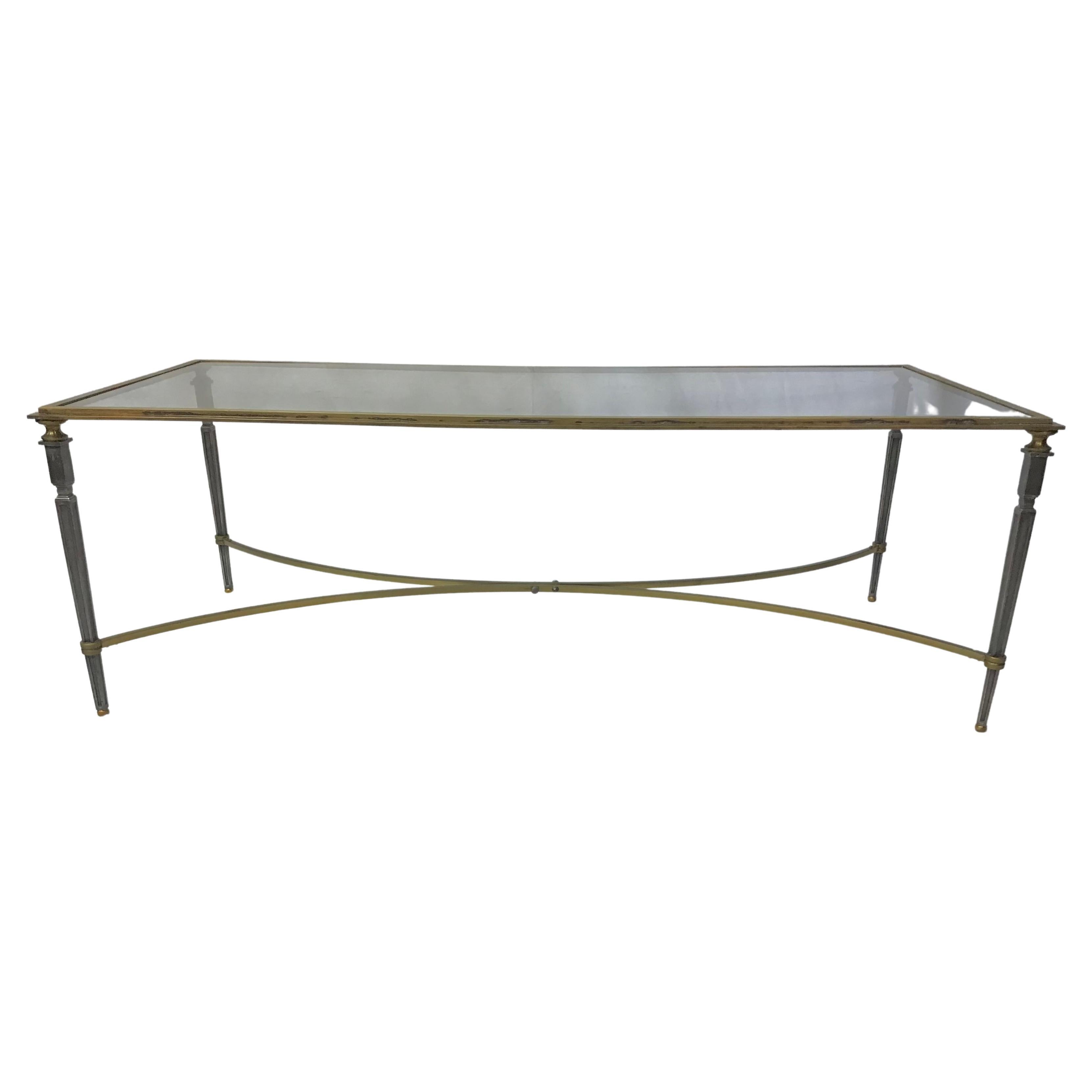 Brass and Steel Jansen Style Coffee Table
