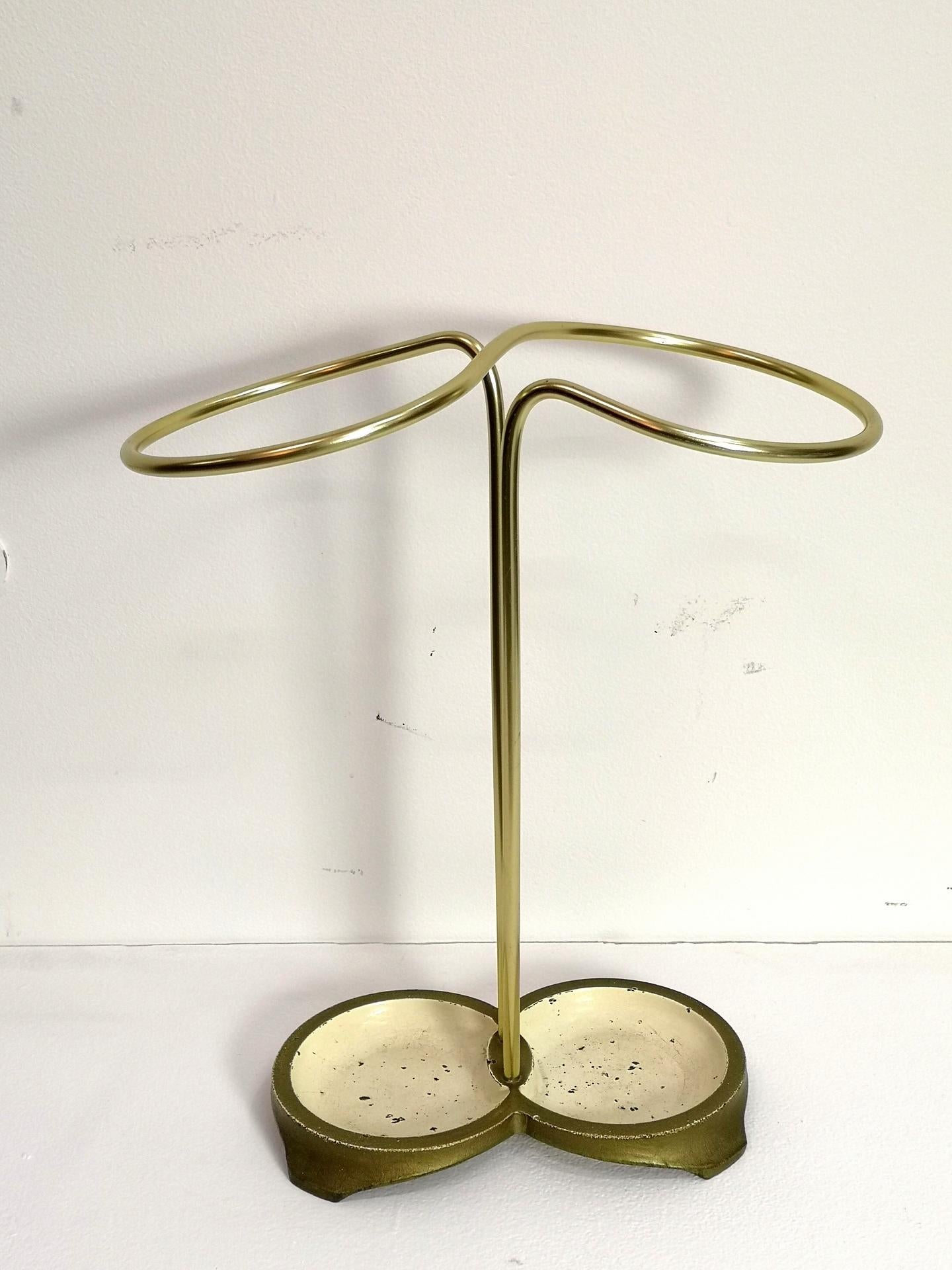 Brass and Steel Mid-Century Modern European Umbrella Stand, 1970s In Good Condition For Sale In Budapest, HU
