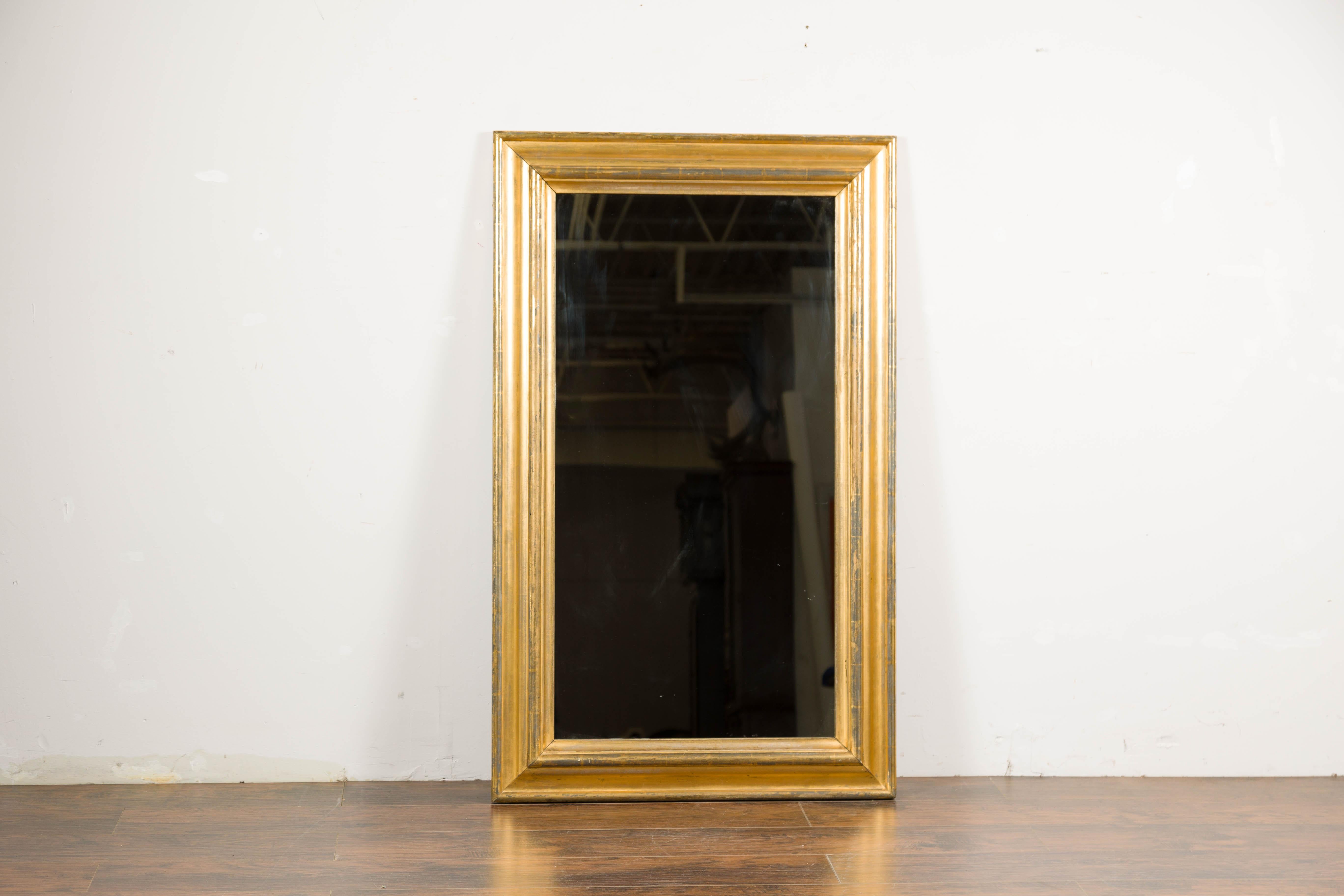 Brass and Steel Midcentury Italian Rectangular Mirror In Good Condition In Atlanta, GA