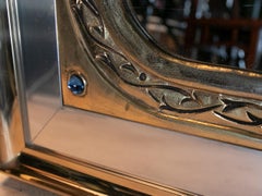 Brass and Steel Mirror in Arabic Style, Inlaid with Coloured Crystals