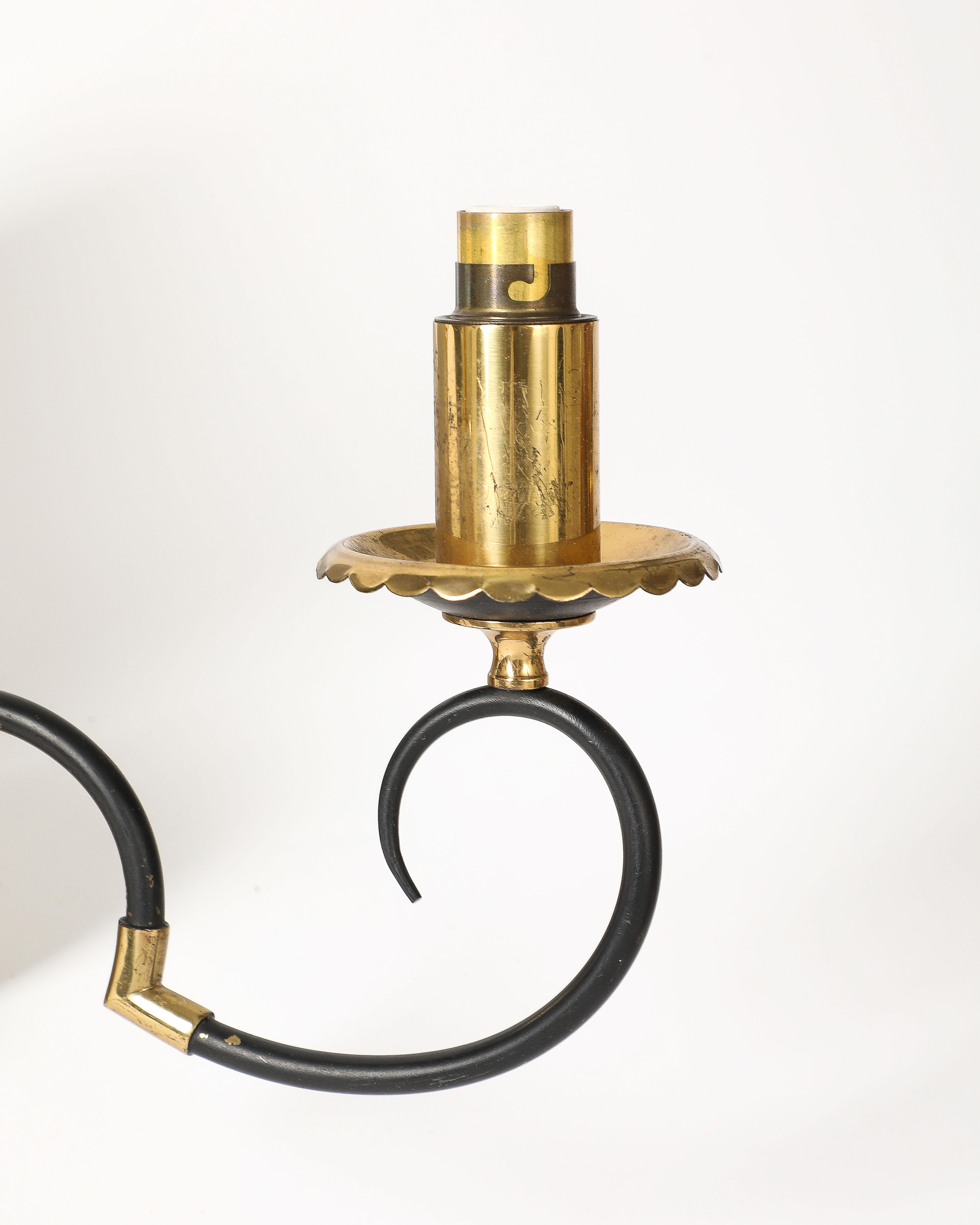 Brass and Steel Sconces, France, c. 1940 For Sale 1