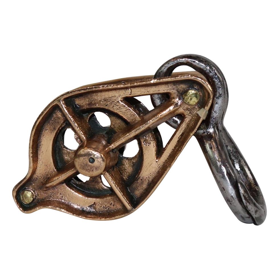 Brass and Steel Yacht Pulley For Sale
