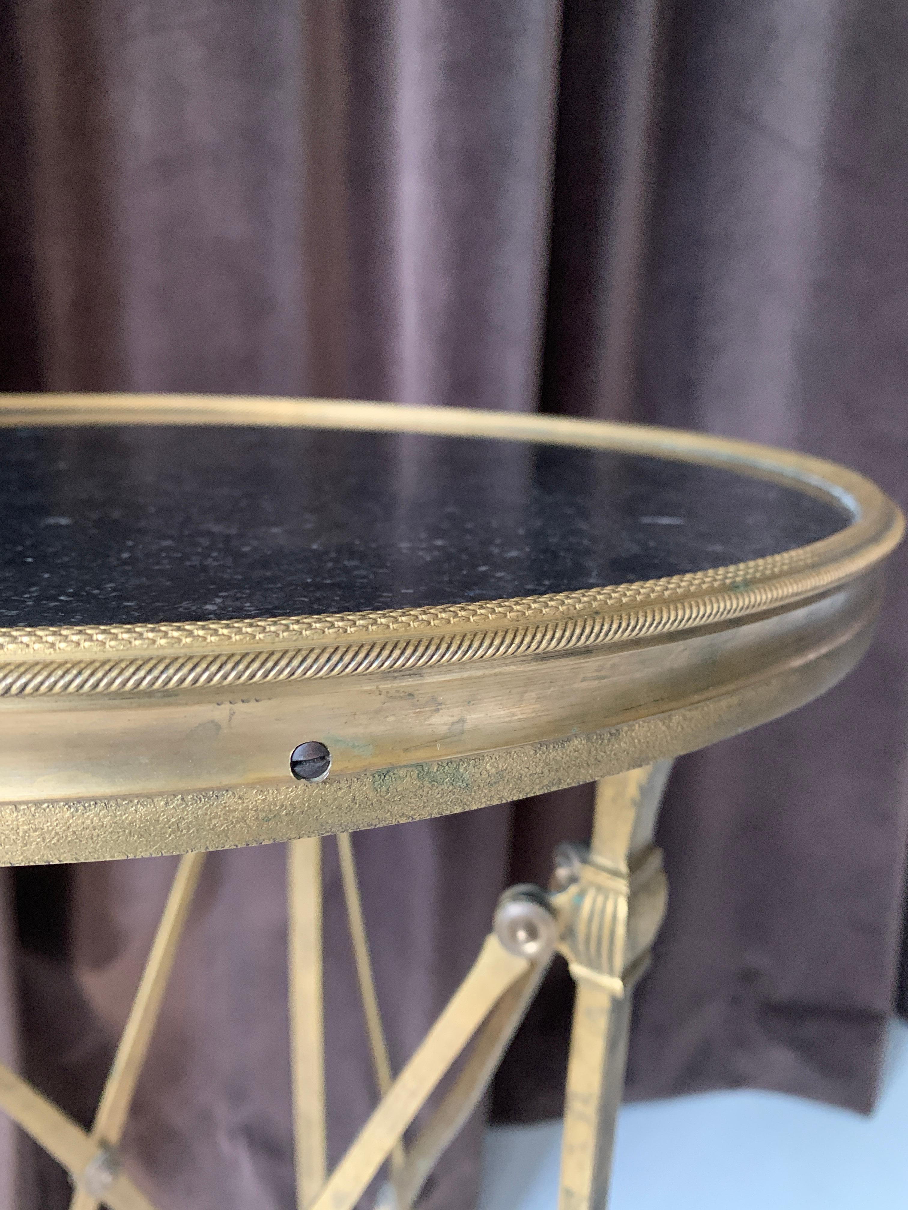 European Brass and Stone Neoclassical Guéridon Style Side Table