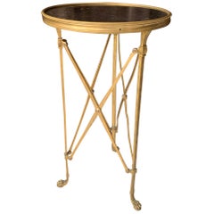 Brass and Stone Neoclassical Guéridon Style Side Table