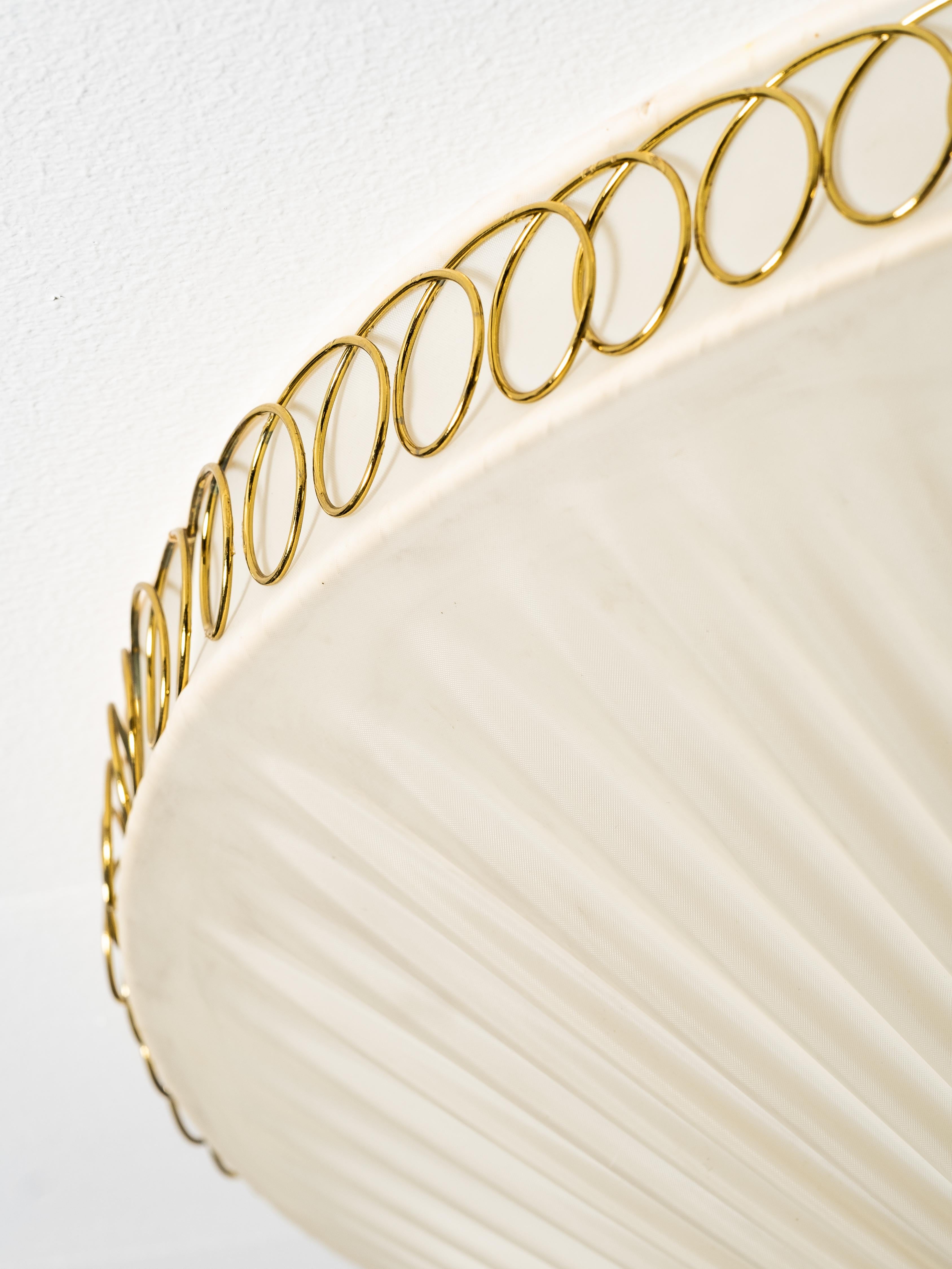 Brass and Synthetic Textile Flush Mount by Idman, Finland, 1950s For Sale 5
