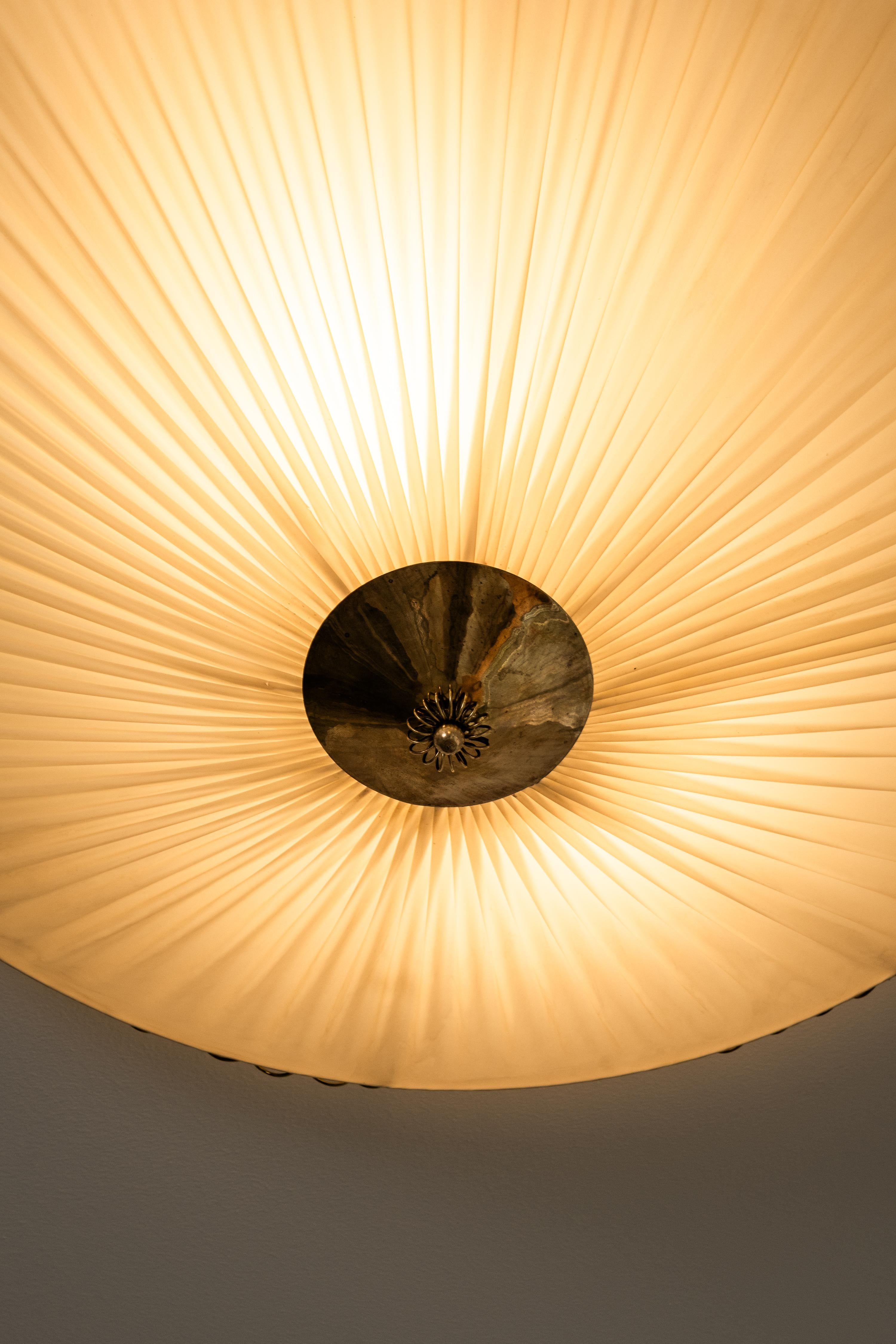 Brass and Synthetic Textile Flush Mount by Idman, Finland, 1950s For Sale 10