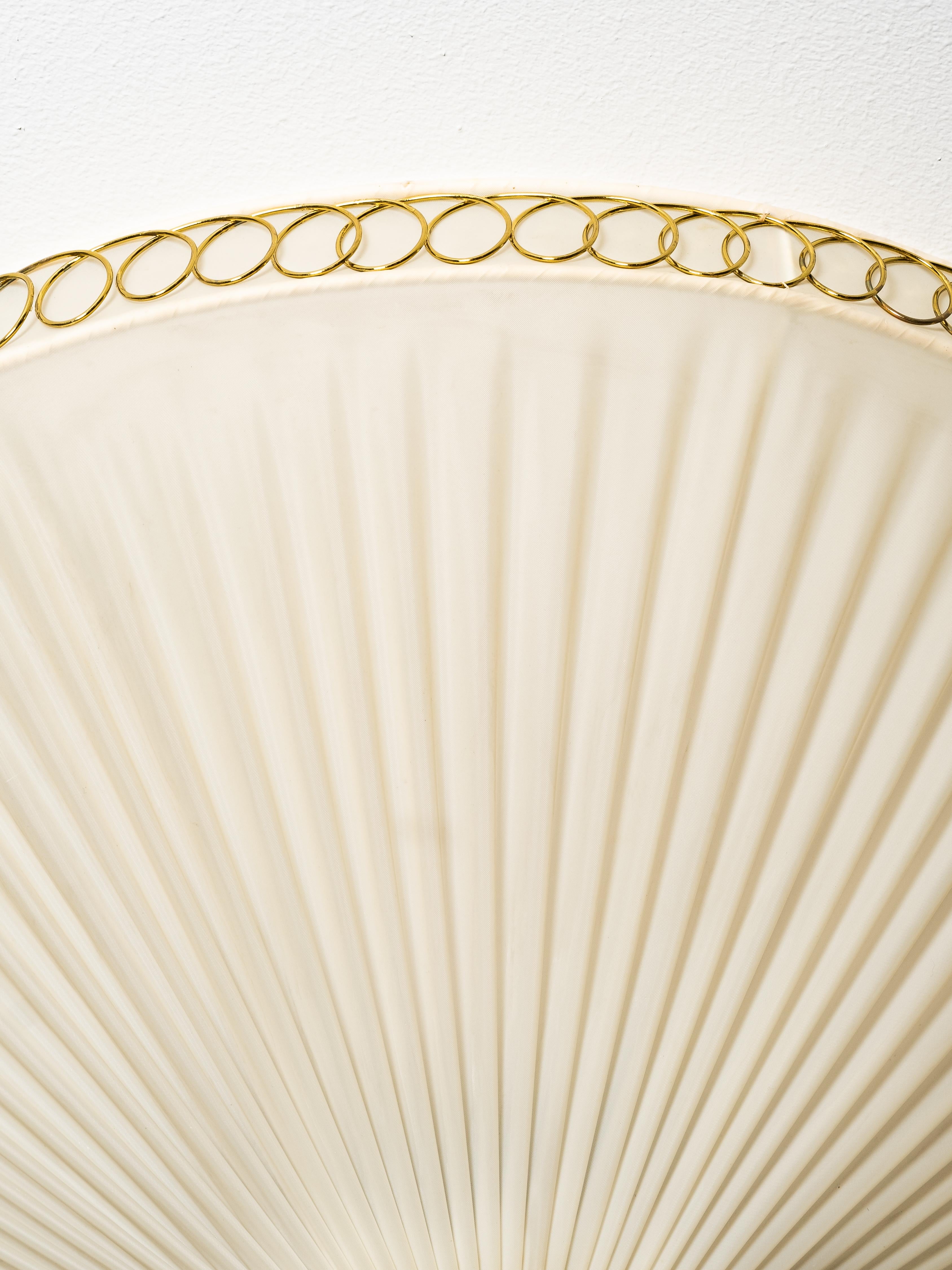 Mid-20th Century Brass and Synthetic Textile Flush Mount by Idman, Finland, 1950s For Sale