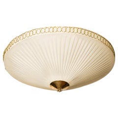 Brass and Synthetic Textile Flush Mount by Idman, Finland, 1950s