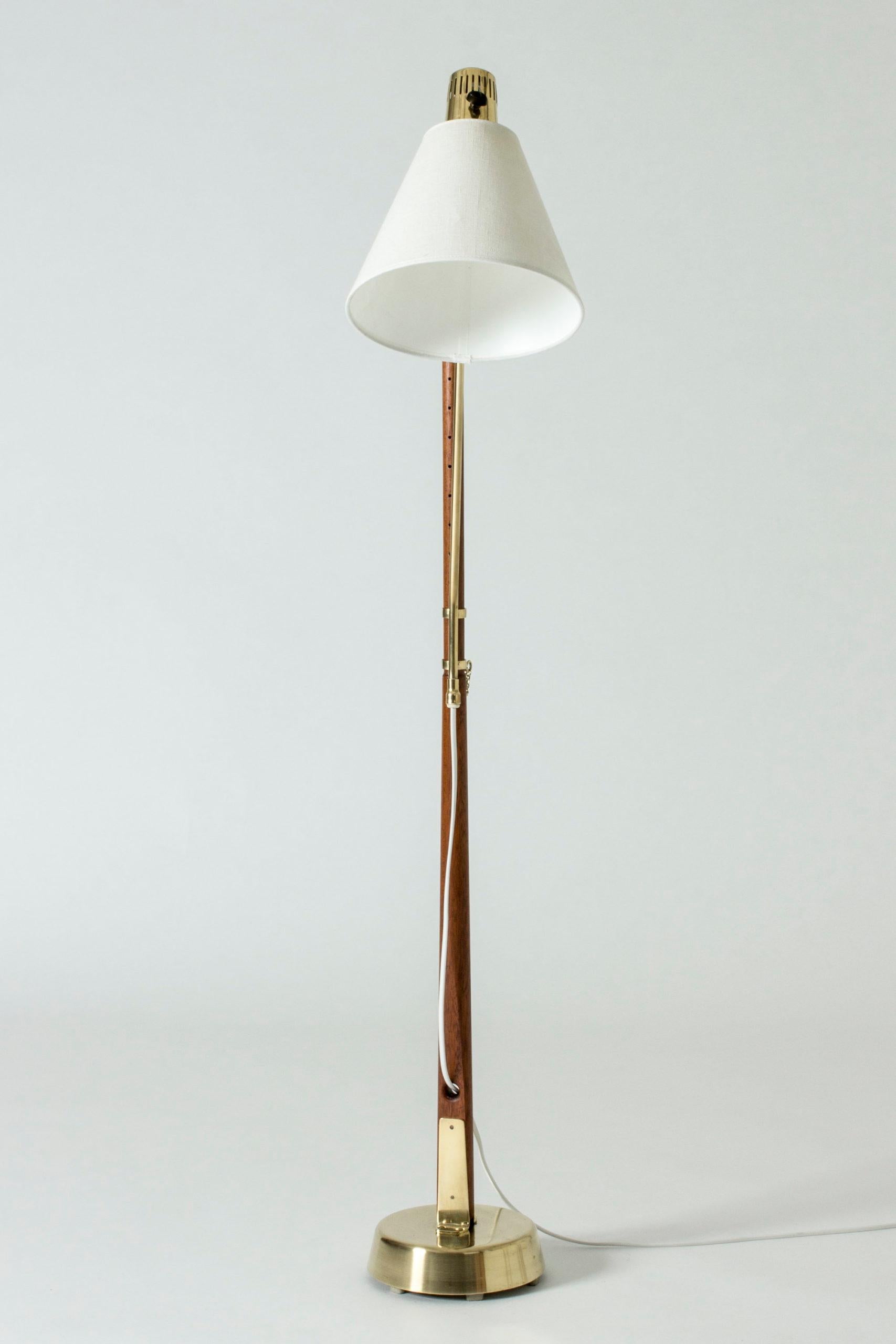 Scandinavian Modern Brass and Teak Floor Lamp by Hans Bergström for Ateljé Lyktan