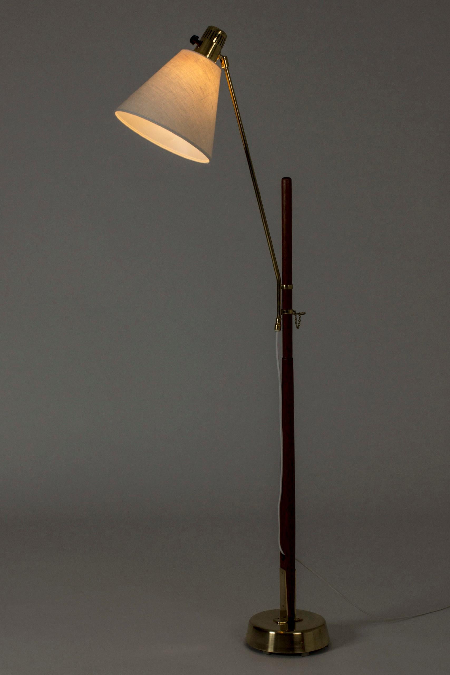 Swedish Brass and Teak Floor Lamp by Hans Bergström for Ateljé Lyktan