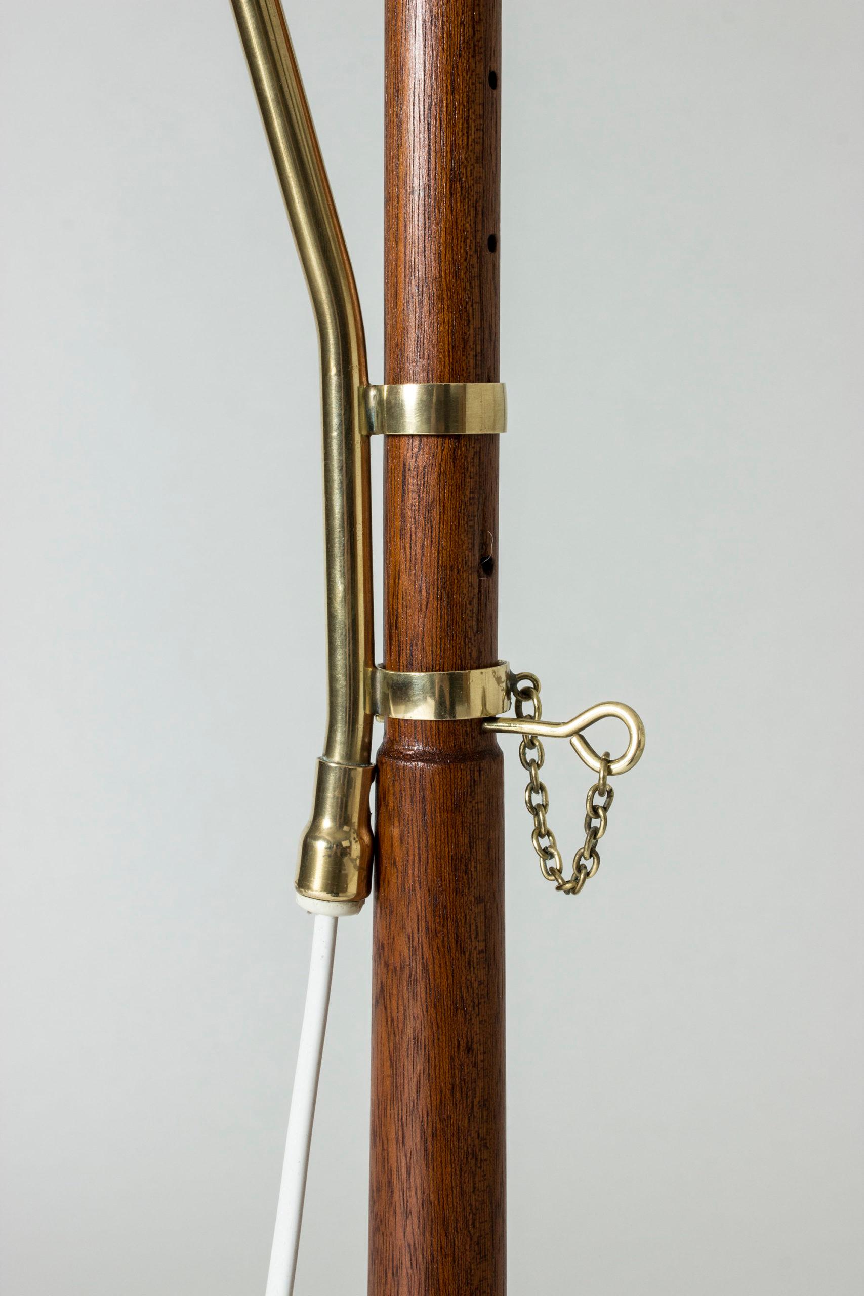 Mid-20th Century Brass and Teak Floor Lamp by Hans Bergström for Ateljé Lyktan