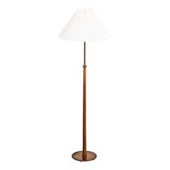 Brass and Teak Floor Lamp Model G-012 by Eje Ahlgren for Bergboms, Sweden, 1950s