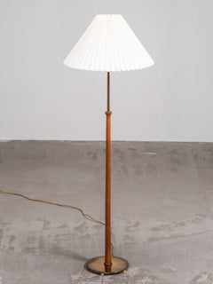 Brass and Teak Floor Lamp Model G-012 by Eje Ahlgren for Bergboms, Sweden, 1950s