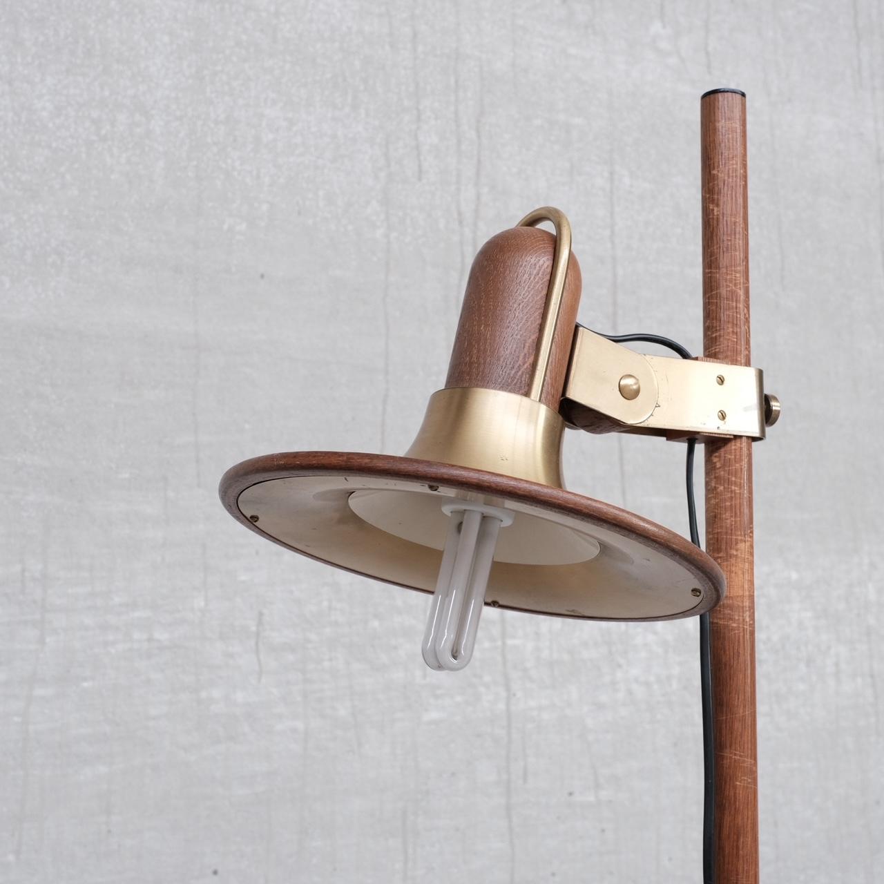Brass and Teak Mid-Century French Floor Lamp For Sale 8
