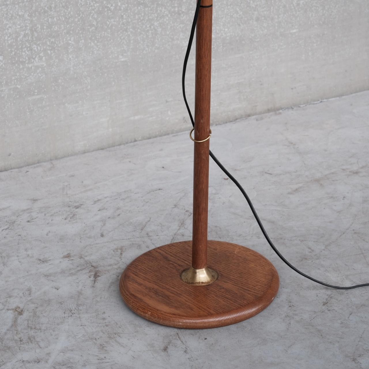 Brass and Teak Mid-Century French Floor Lamp In Good Condition For Sale In London, GB