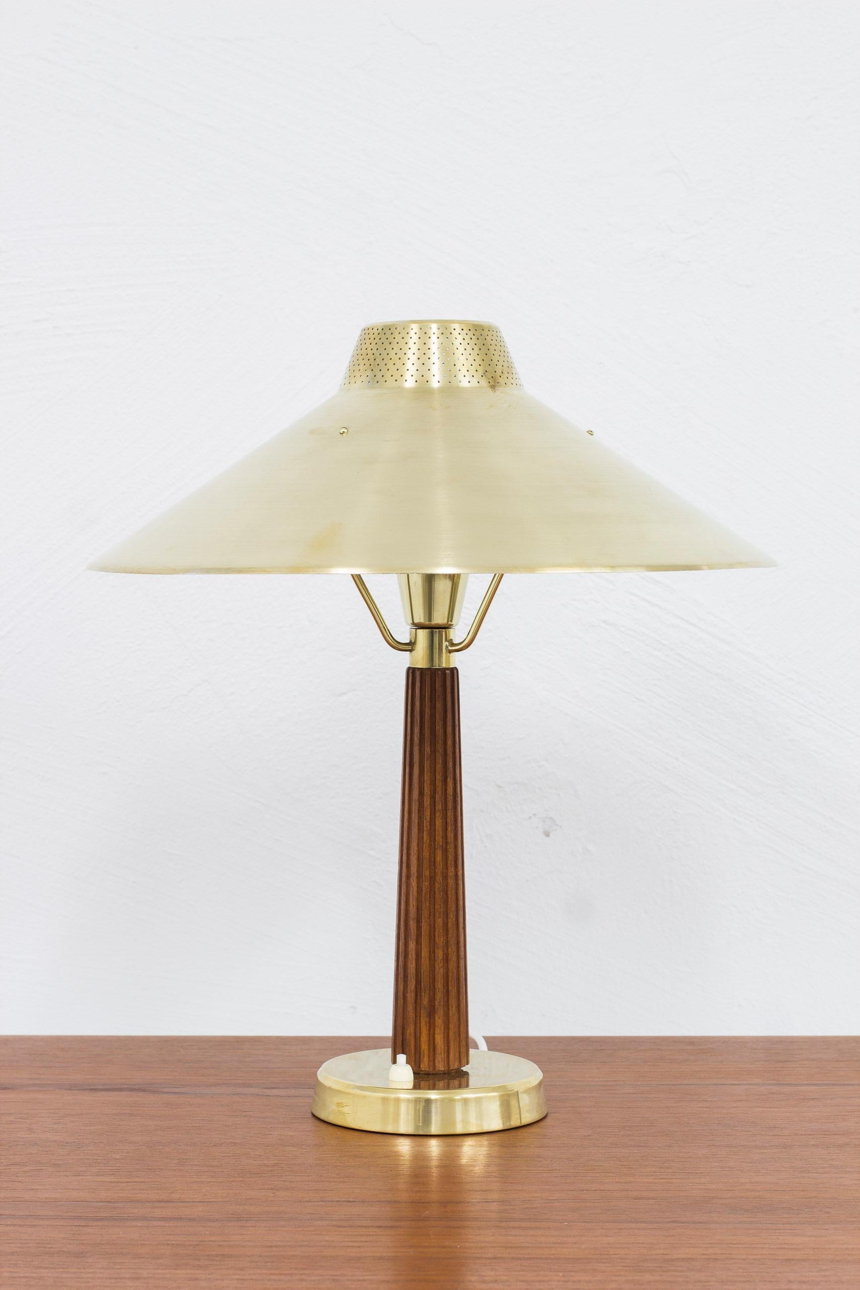 Brass and Teak Table Lamp 716 by Hans Bergström for Ateljé Lyktan, 1950s 5