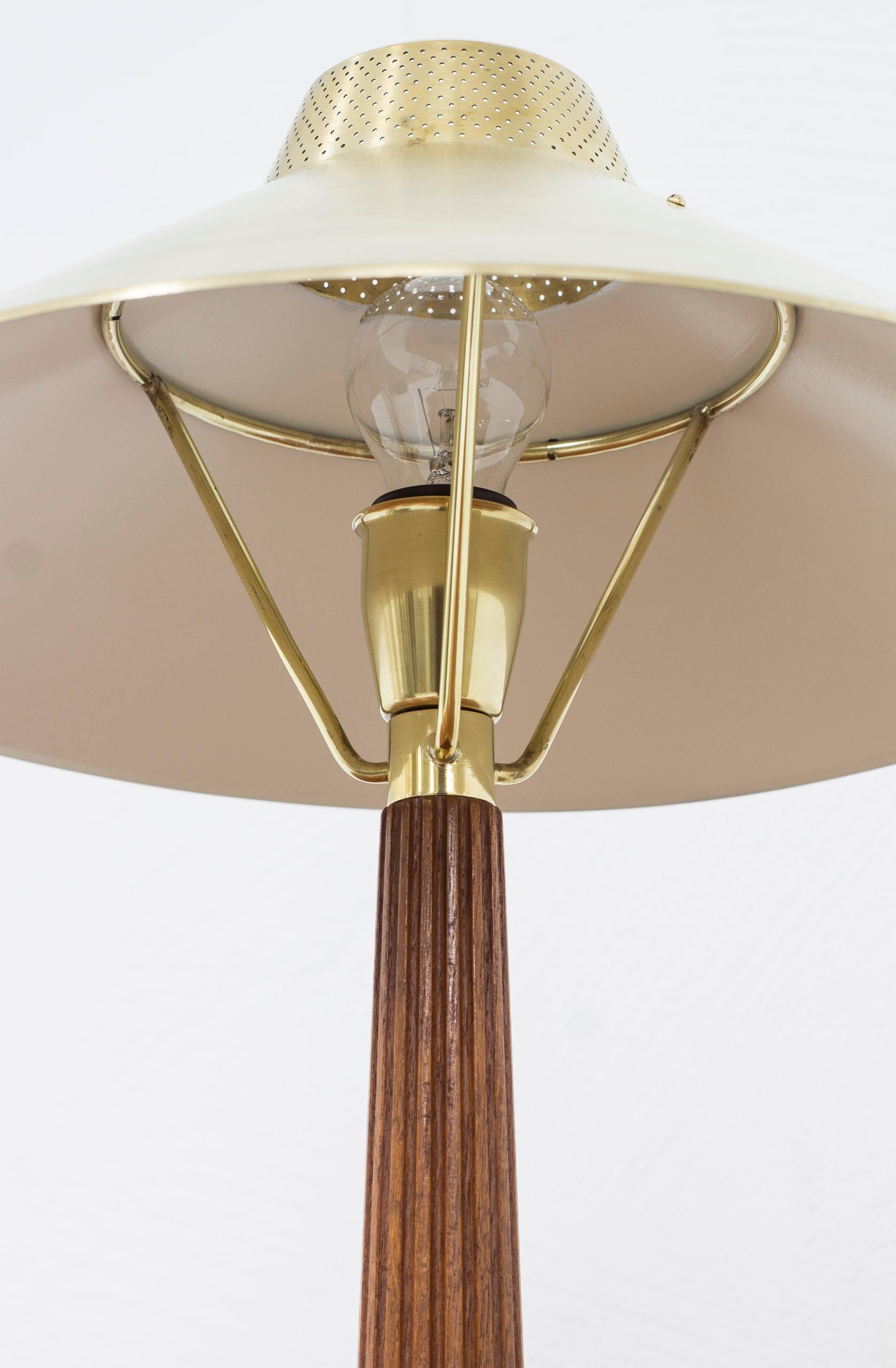 Swedish Brass and Teak Table Lamp 716 by Hans Bergström for Ateljé Lyktan, 1950s